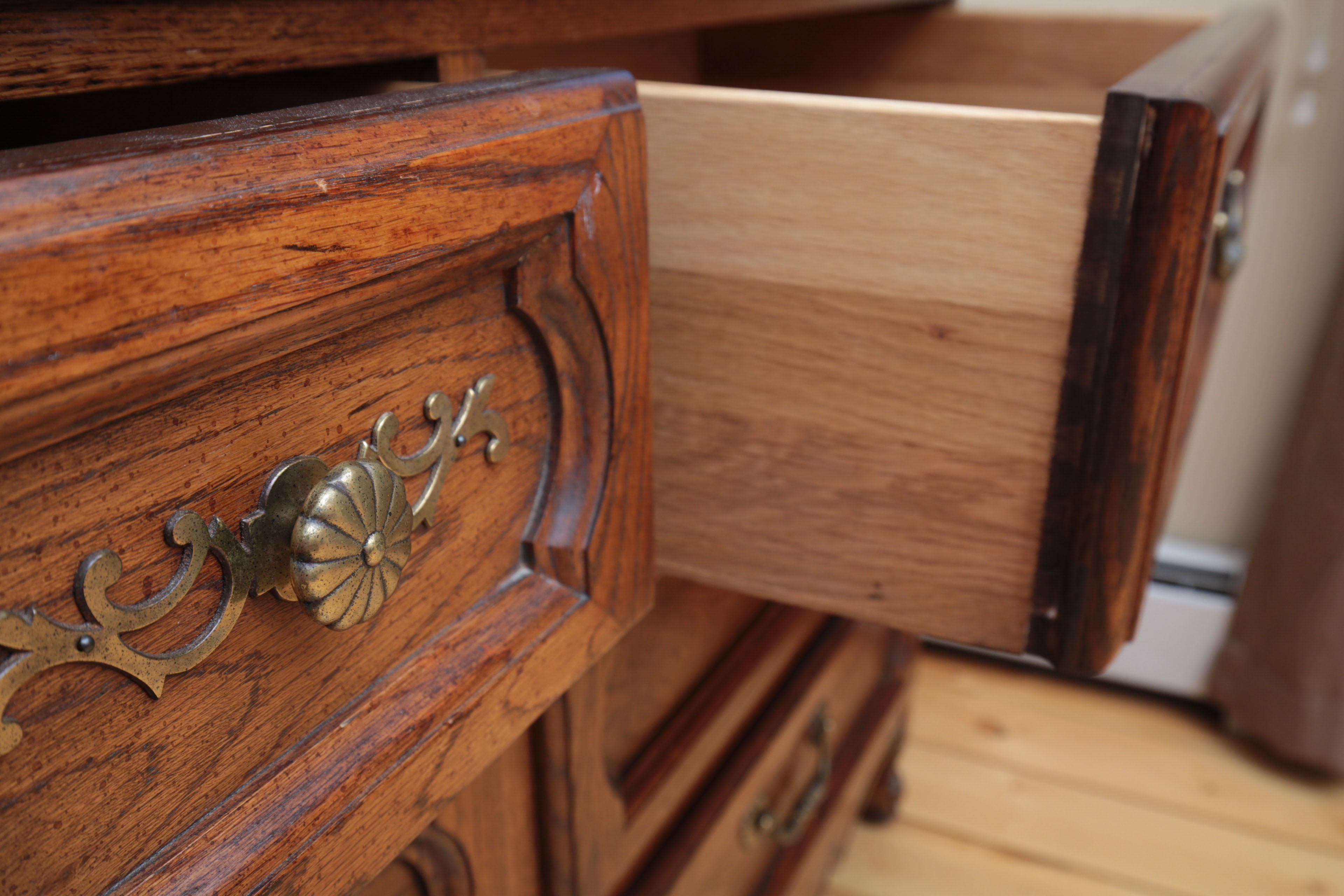 Vintage French Provincial Style Oak Dresser by Hickory Manufacturing Co.