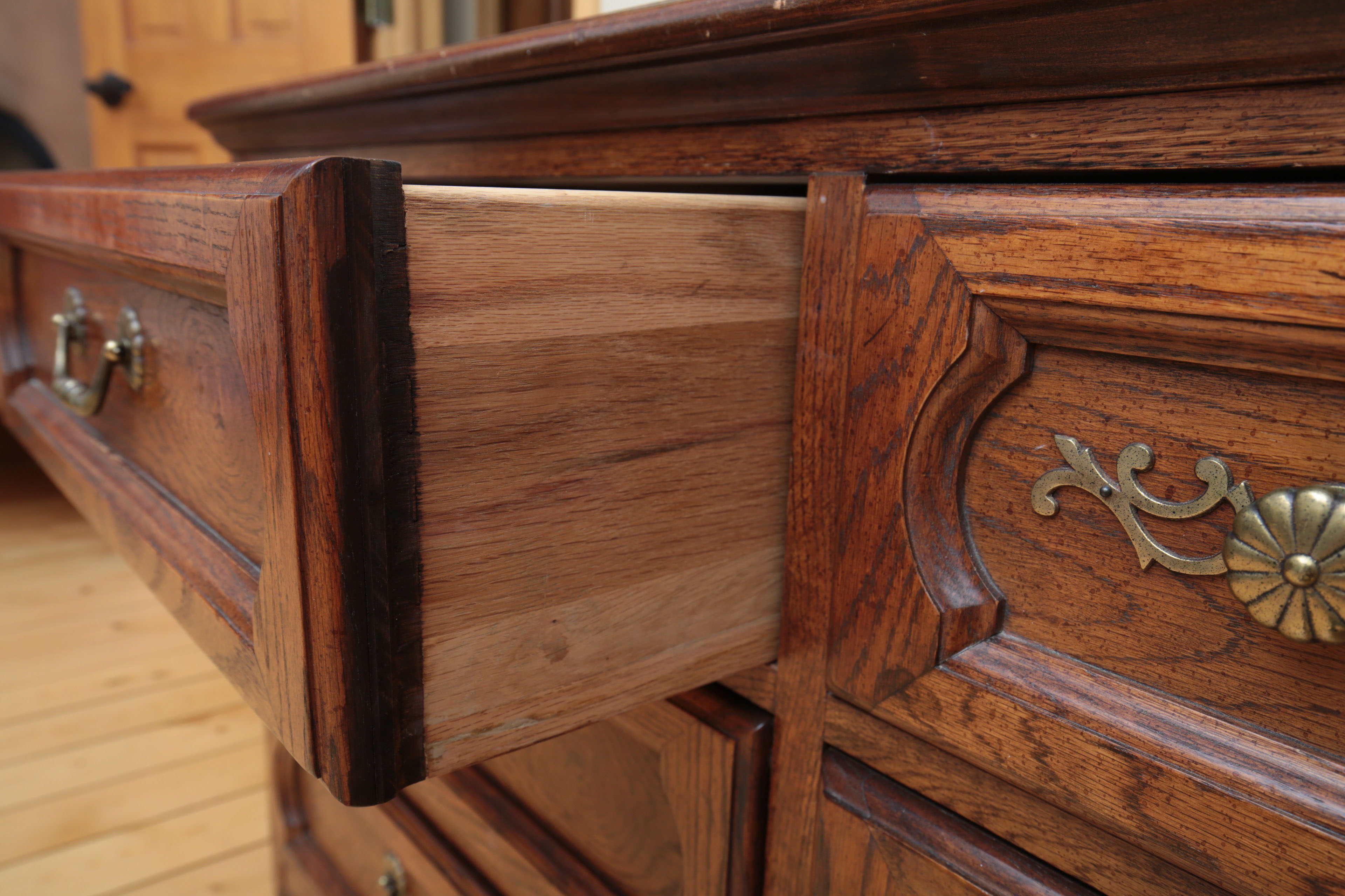 Vintage French Provincial Style Oak Dresser by Hickory Manufacturing Co.