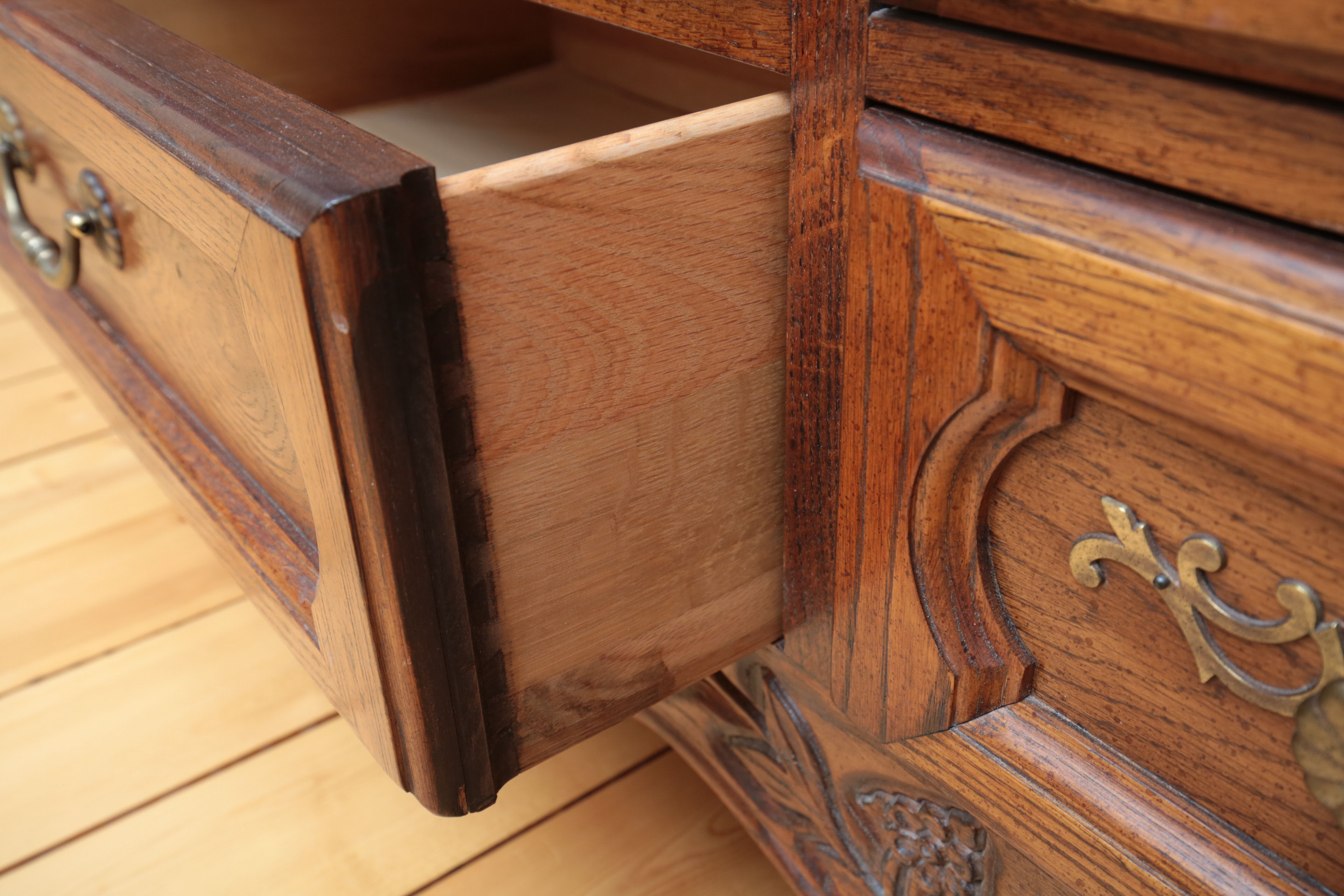 Vintage French Provincial Style Oak Dresser by Hickory Manufacturing Co.