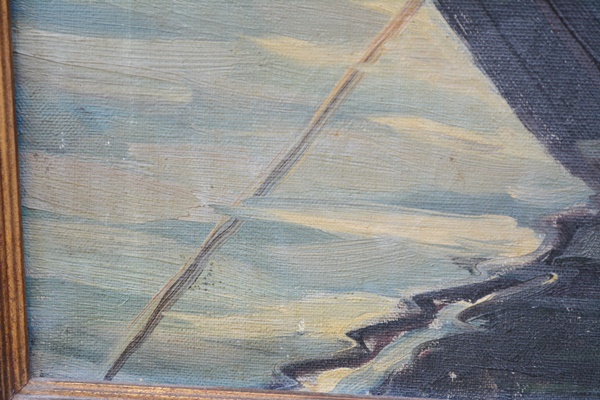 Janzan Original Oil Painting of Sea King Sailboat ***