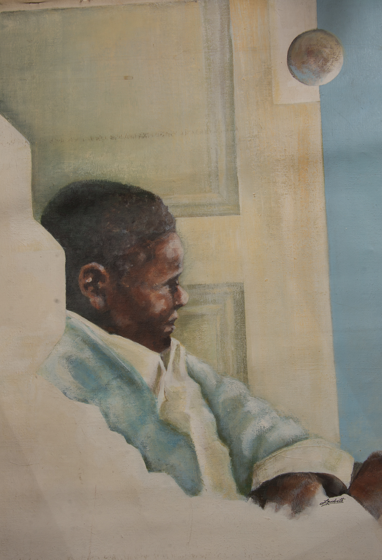 Tom Landreth Original Painting on Unstretched Canvas "Black Roy"