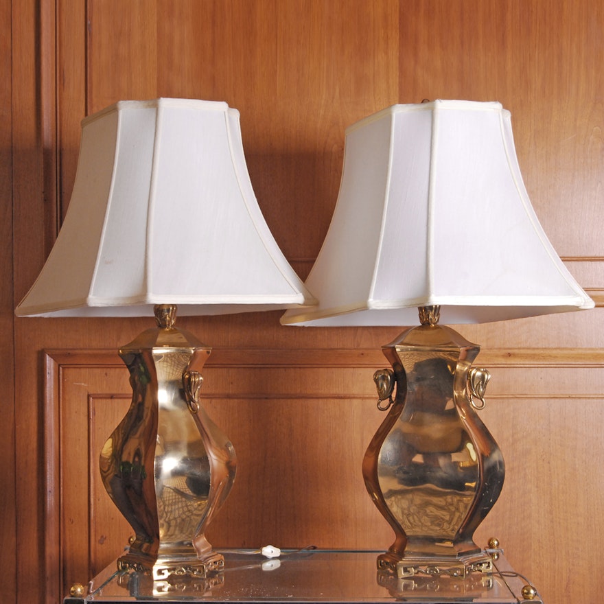 Brass Tone Urn Table Lamps