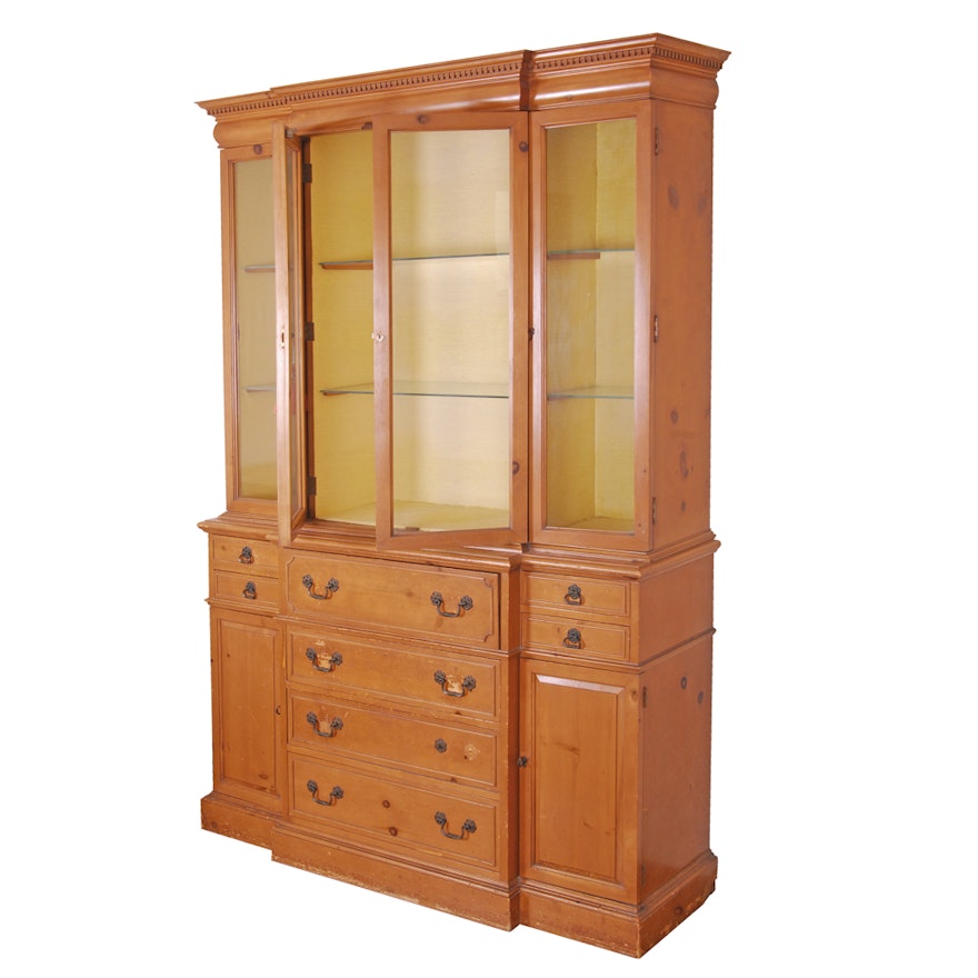 Pine Breakfront China Cabinet with Butler's Secretary by Drexel