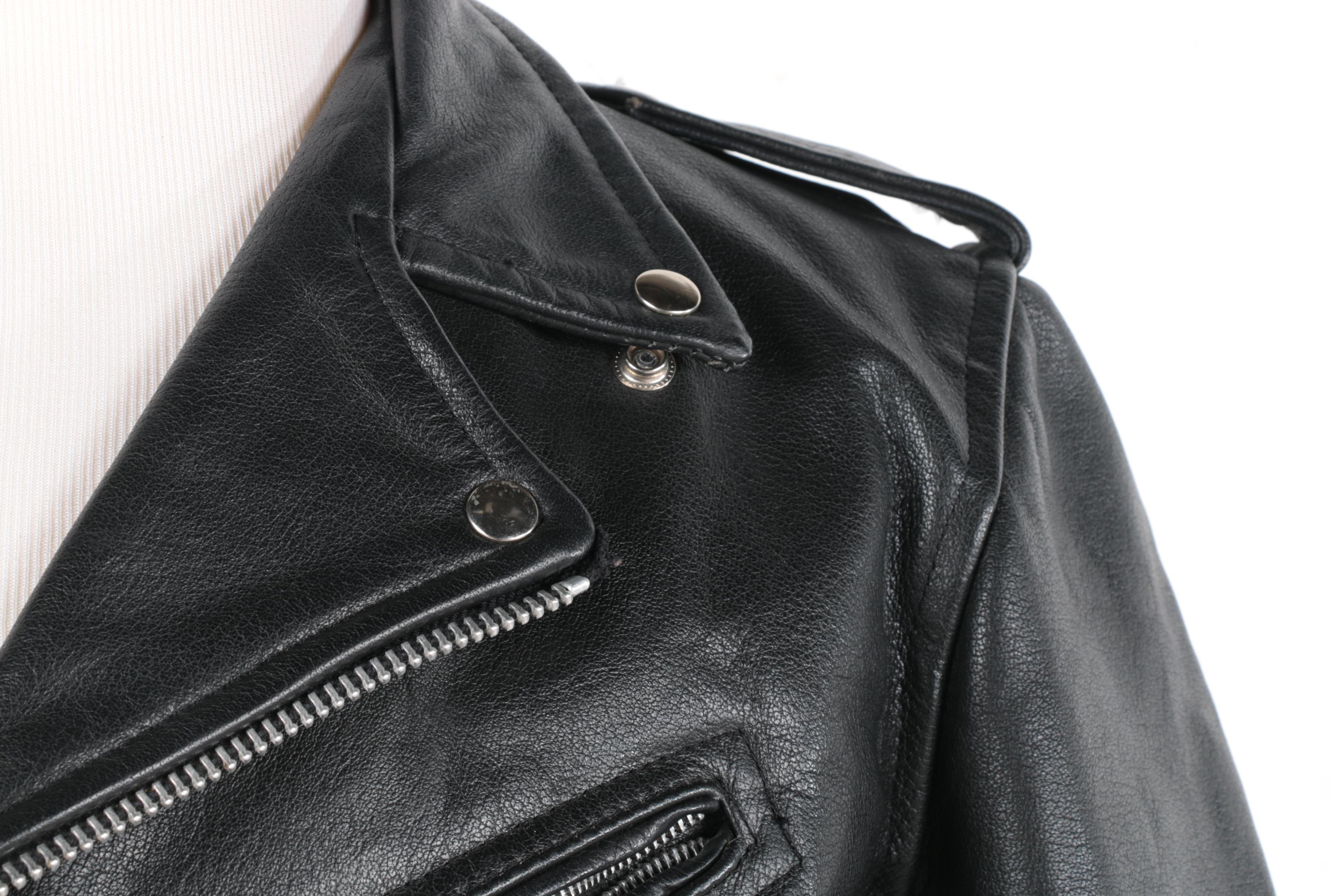 Men's Black Leather Motorcycle Style Jacket by Wilsons