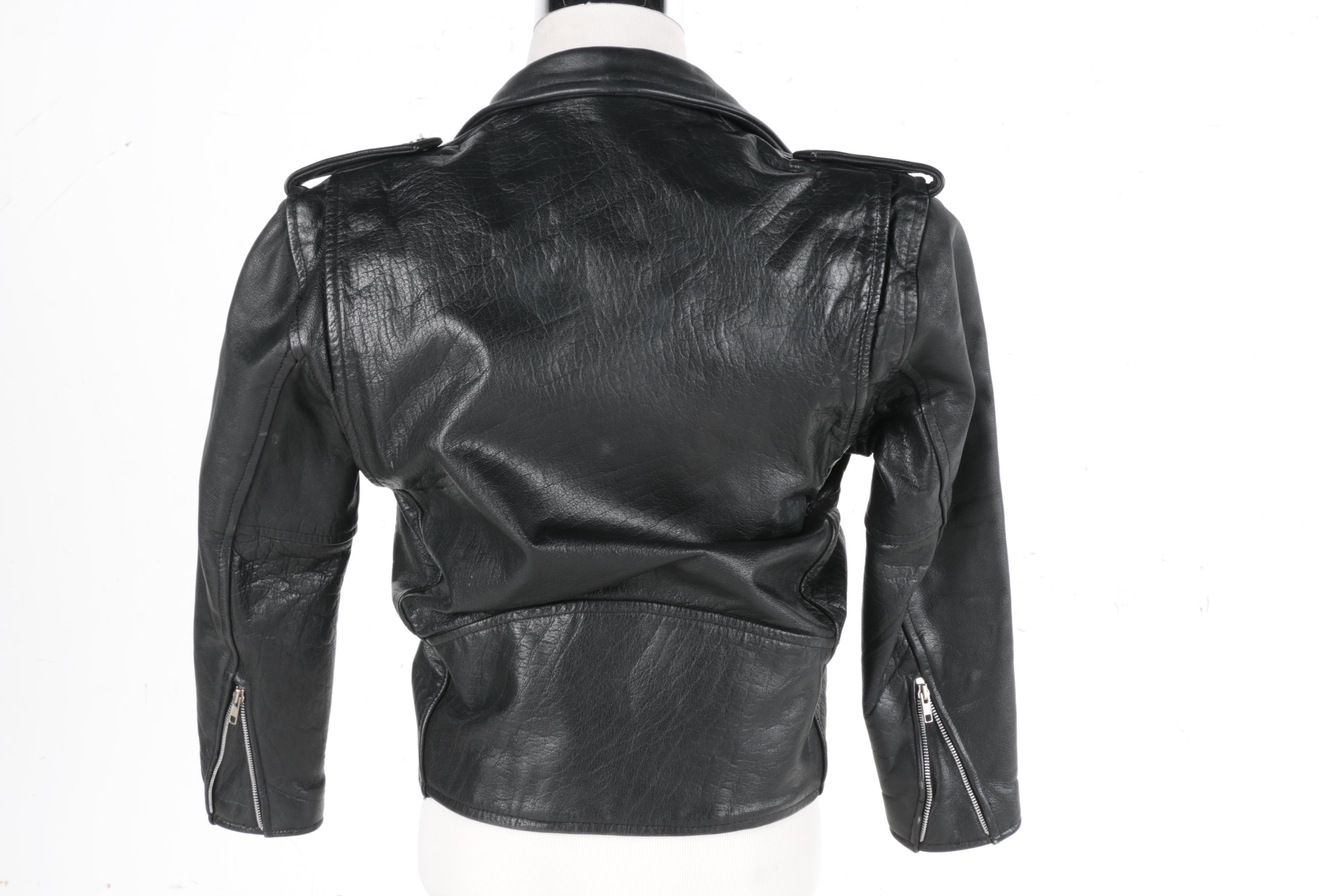 Men's Black Leather Motorcycle Style Jacket by Wilsons