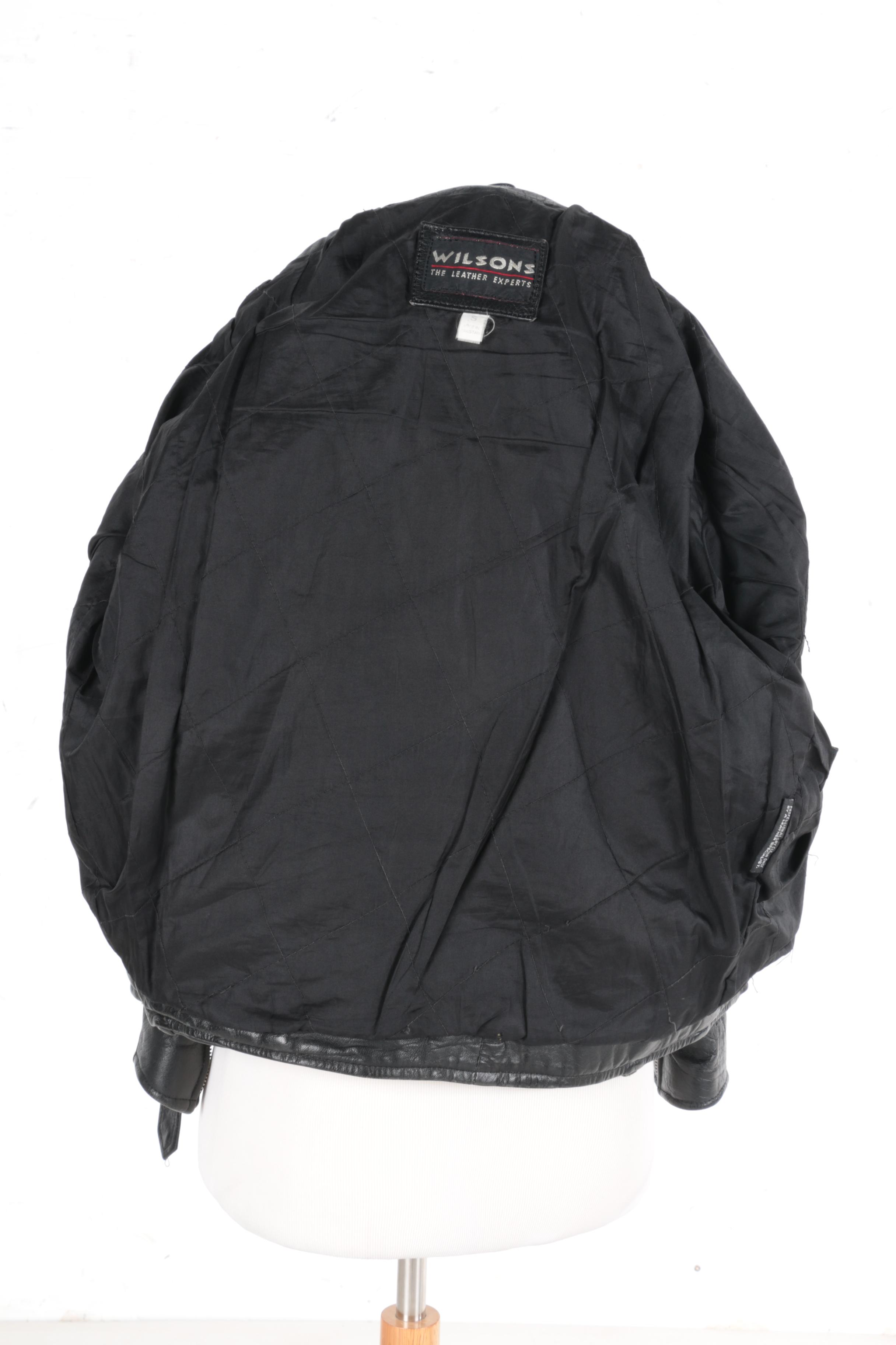 Men's Black Leather Motorcycle Style Jacket by Wilsons