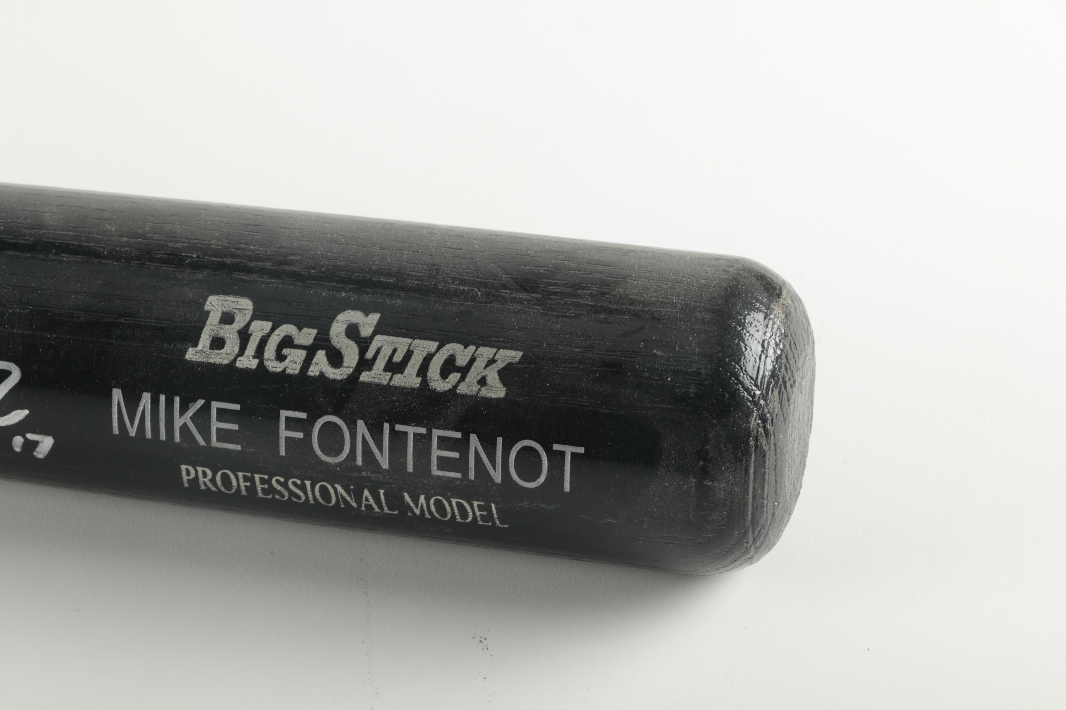 Signed Mike Fontenot Black Wood Baseball Bat