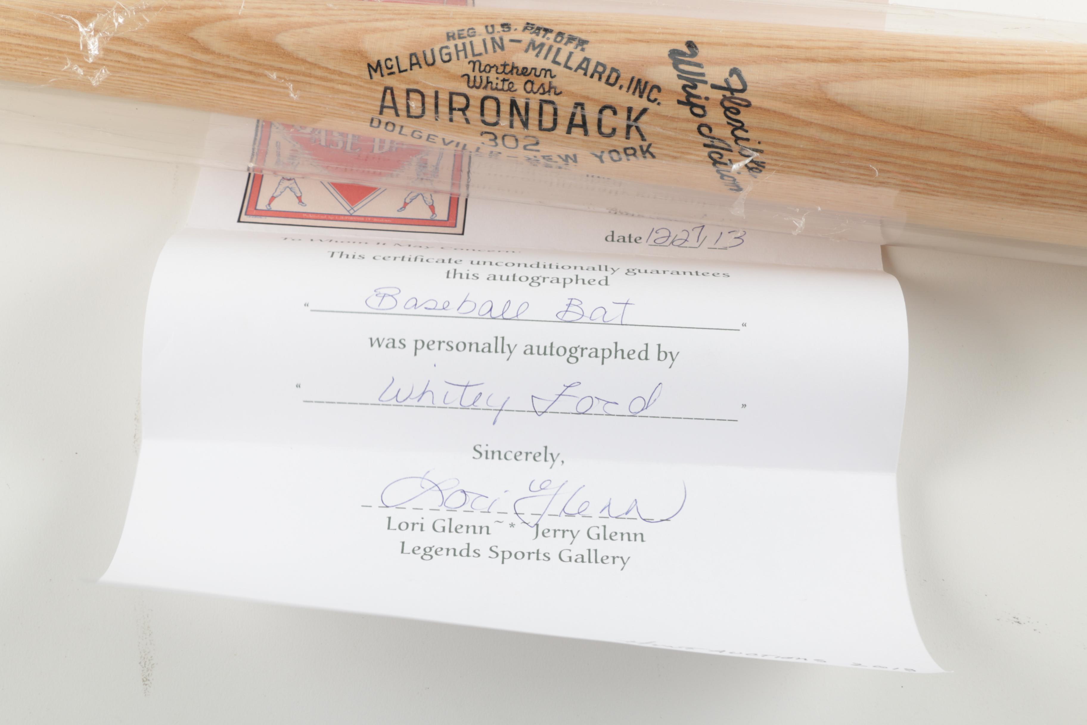 Signed Whitey Ford Wood Baseball Bat