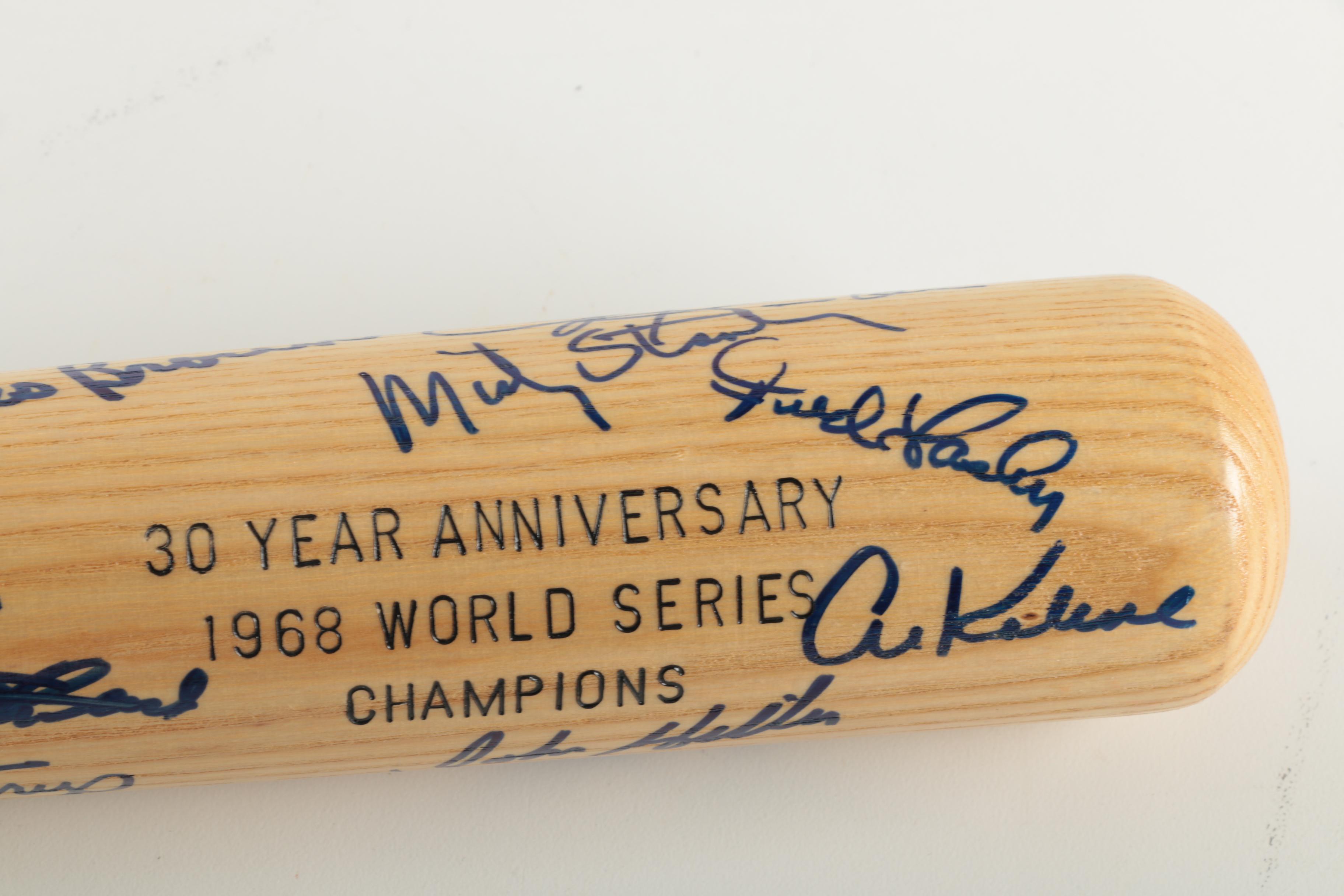 Signed 30th Anniversary Detroit Tigers 1968 World Series Champions Bat