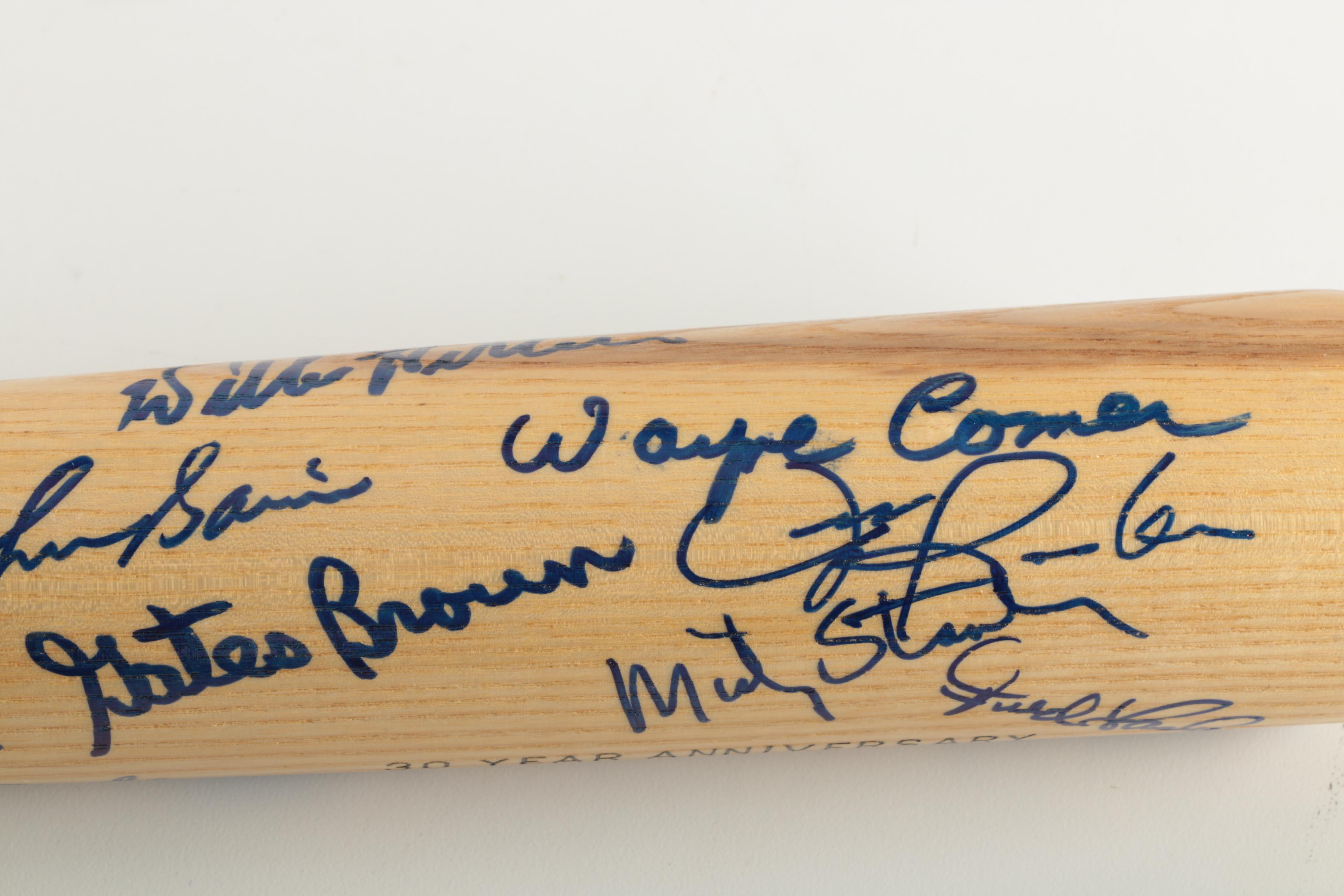 Signed 30th Anniversary Detroit Tigers 1968 World Series Champions Bat