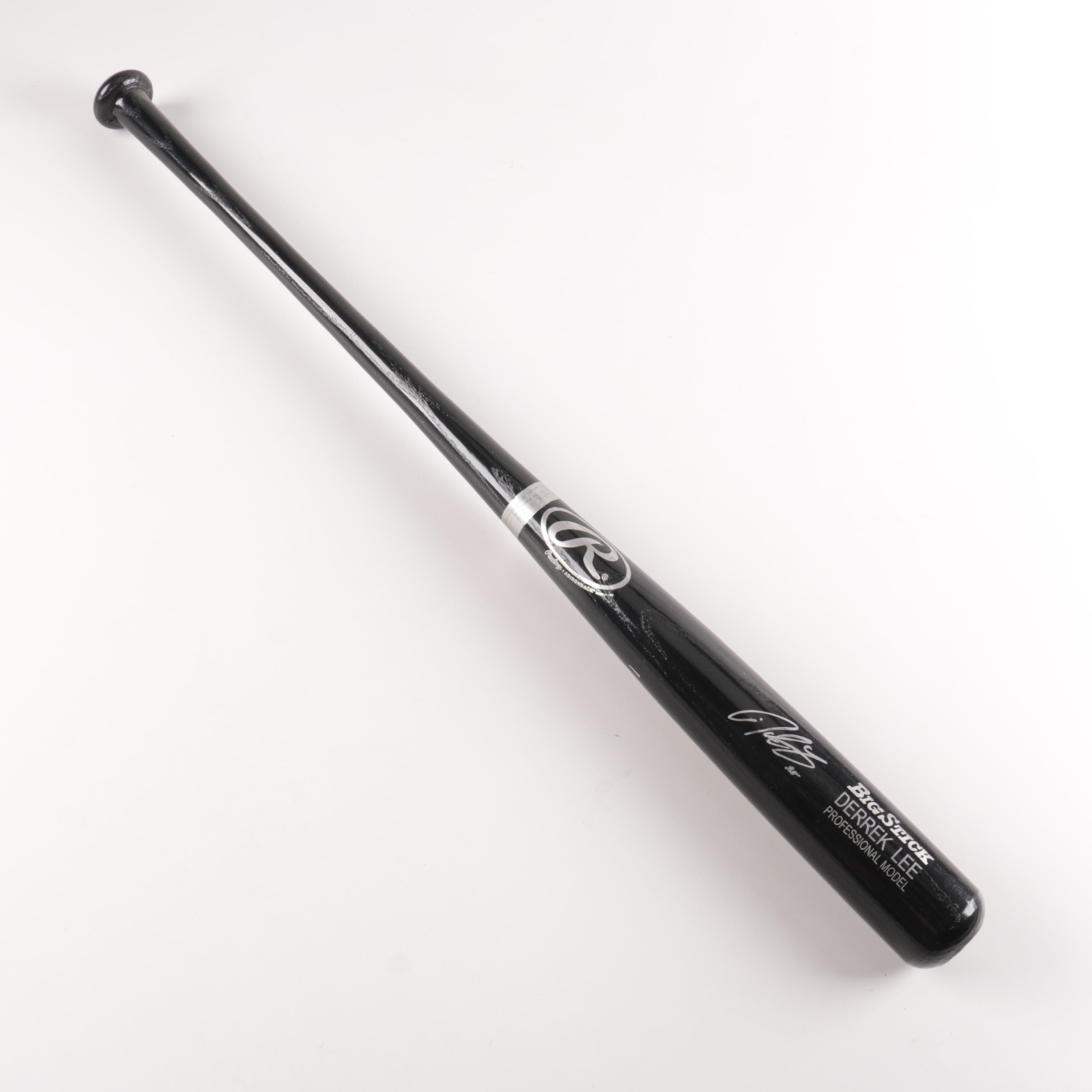 Signed Derrek Lee Black Wood Baseball Bat