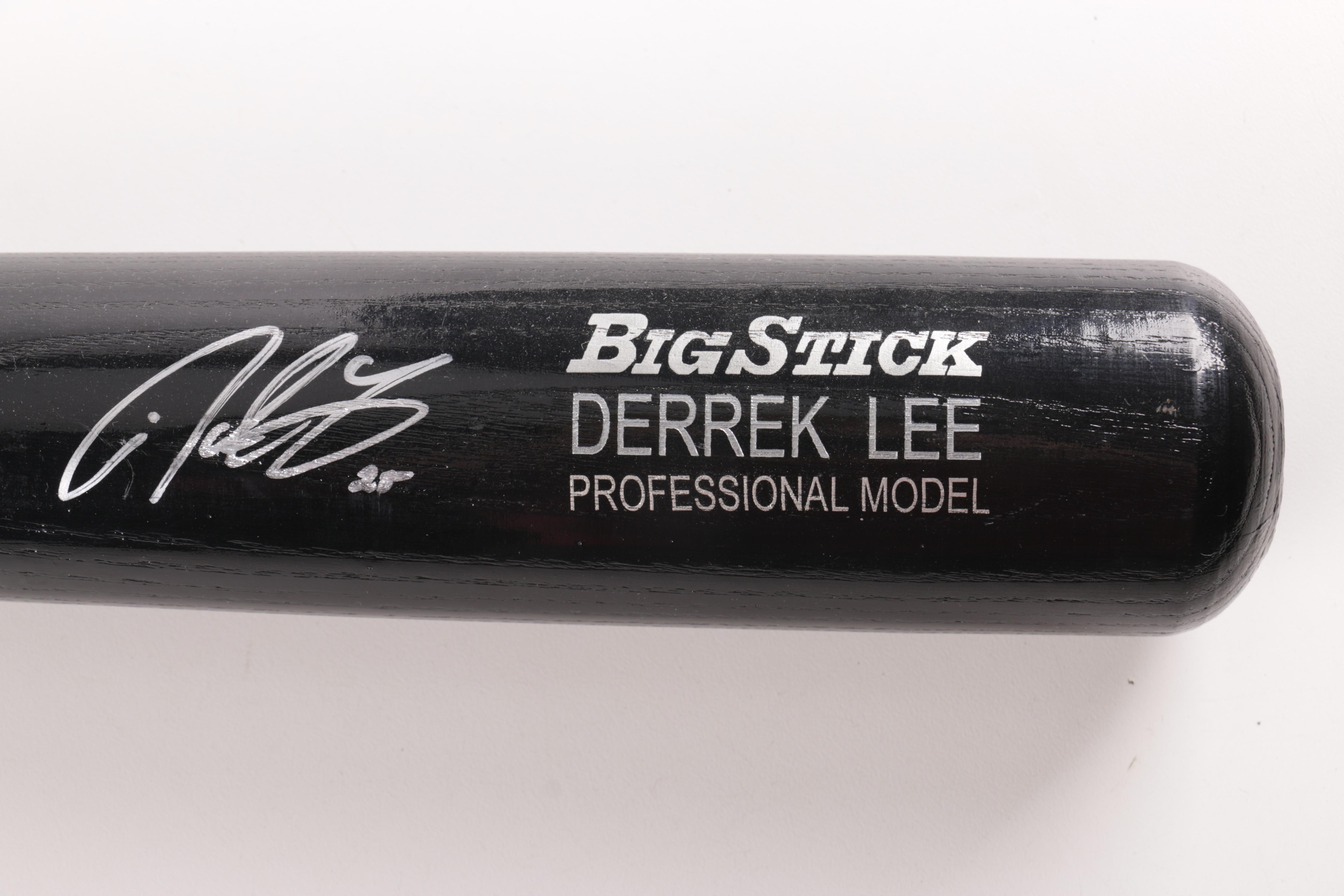 Signed Derrek Lee Black Wood Baseball Bat