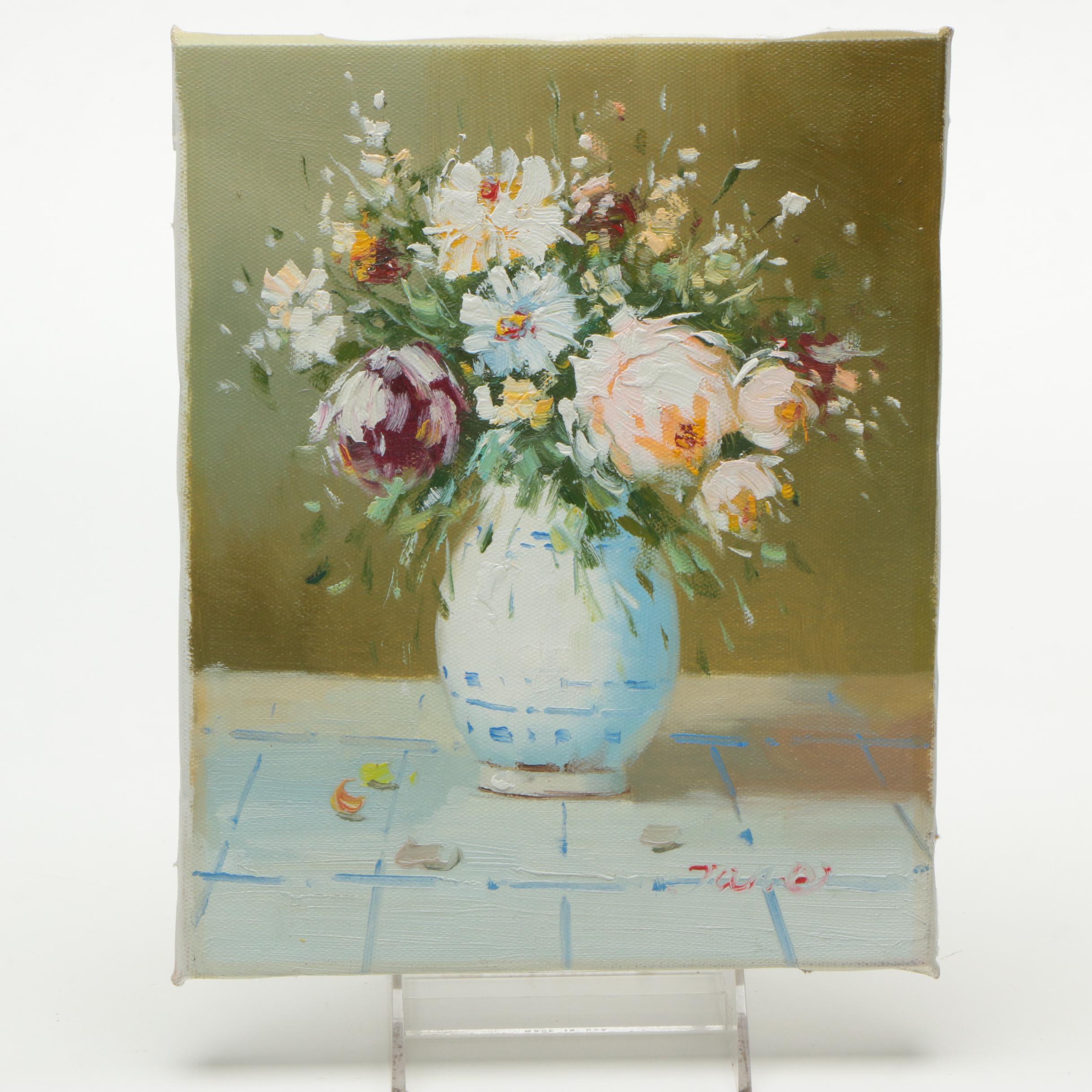 Jane Oil Painting on Canvas of Floral Still Life