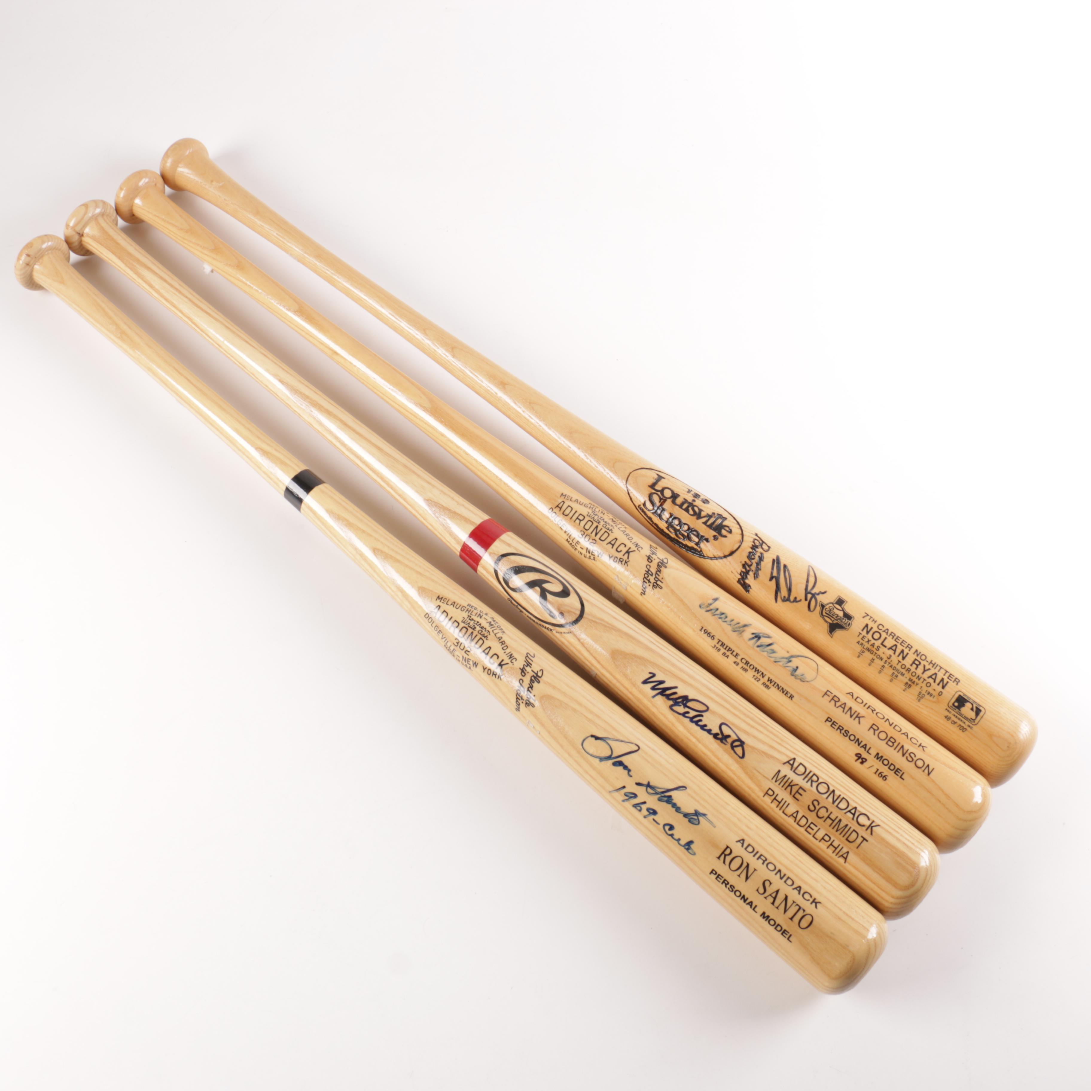 Signed Baseball Bats Including Nolan Ryan and Ron Santo