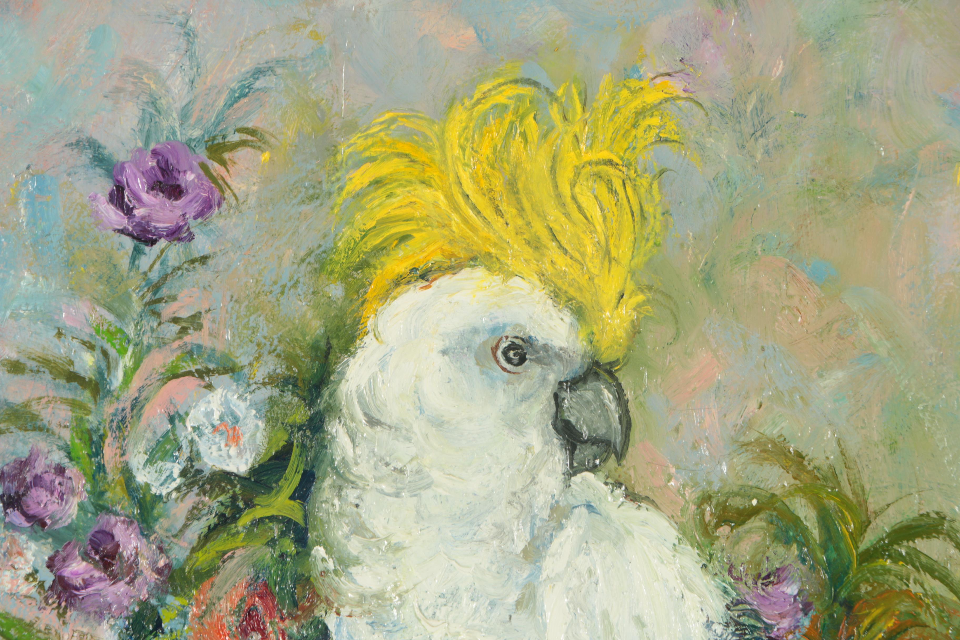 Edith Montlack Oil Painting on Canvas of a Cockatoo