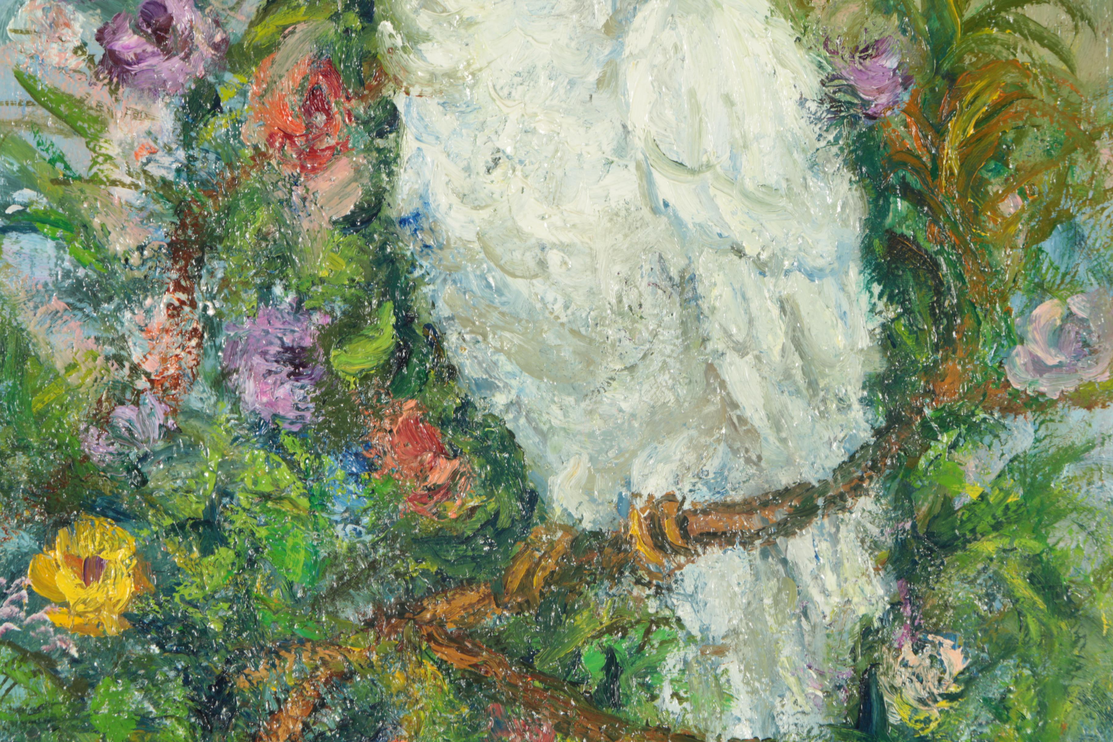 Edith Montlack Oil Painting on Canvas of a Cockatoo