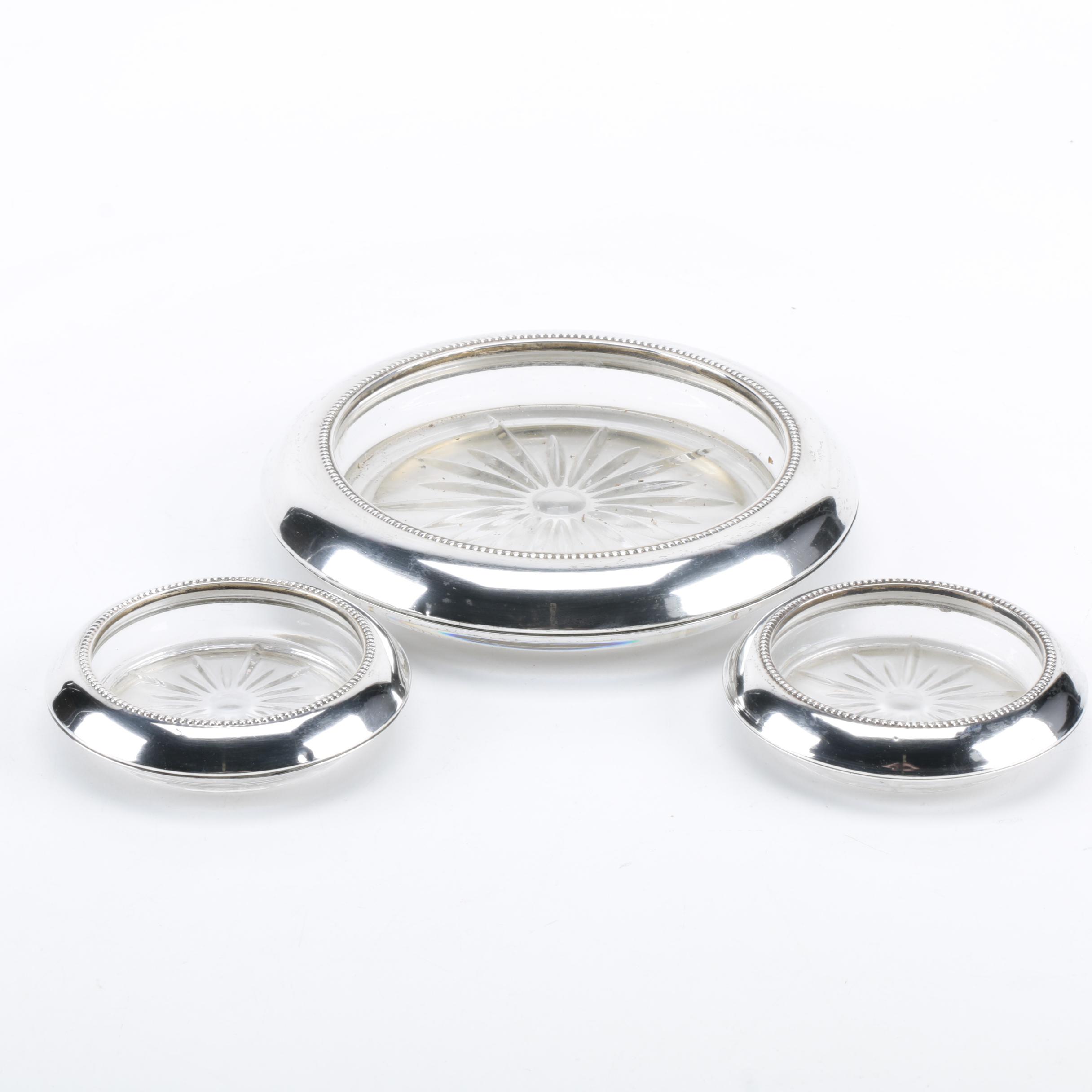 Frank M. Whiting & Co. Sterling Rimmed Glass Coasters