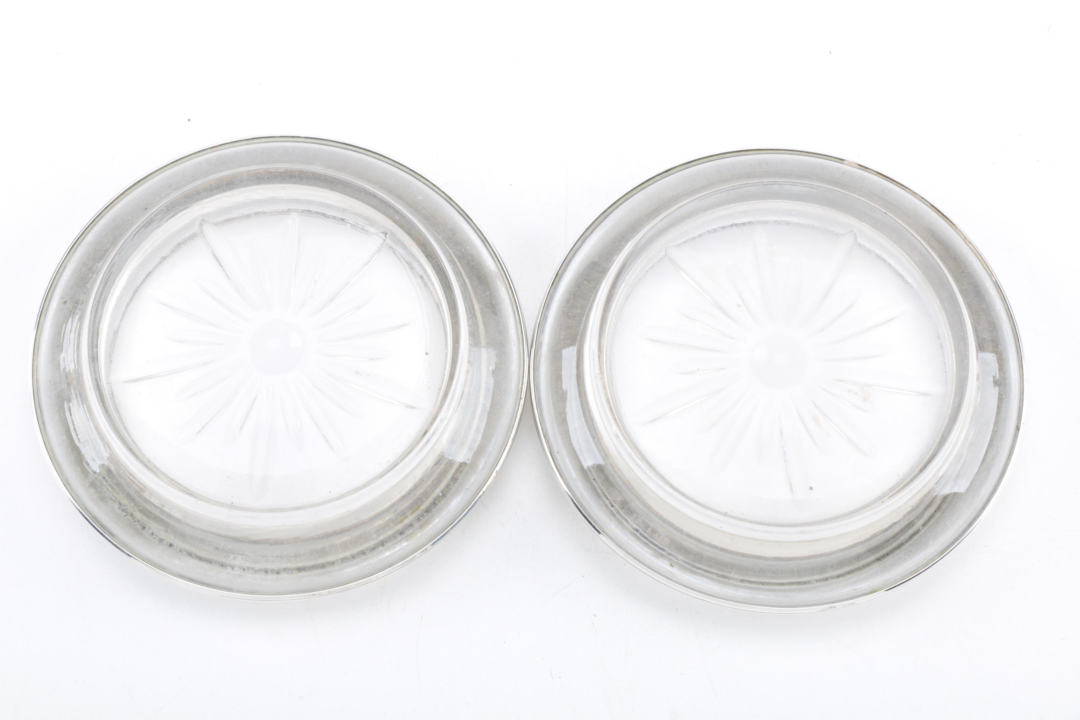 Frank M. Whiting & Co. Sterling Rimmed Glass Coasters