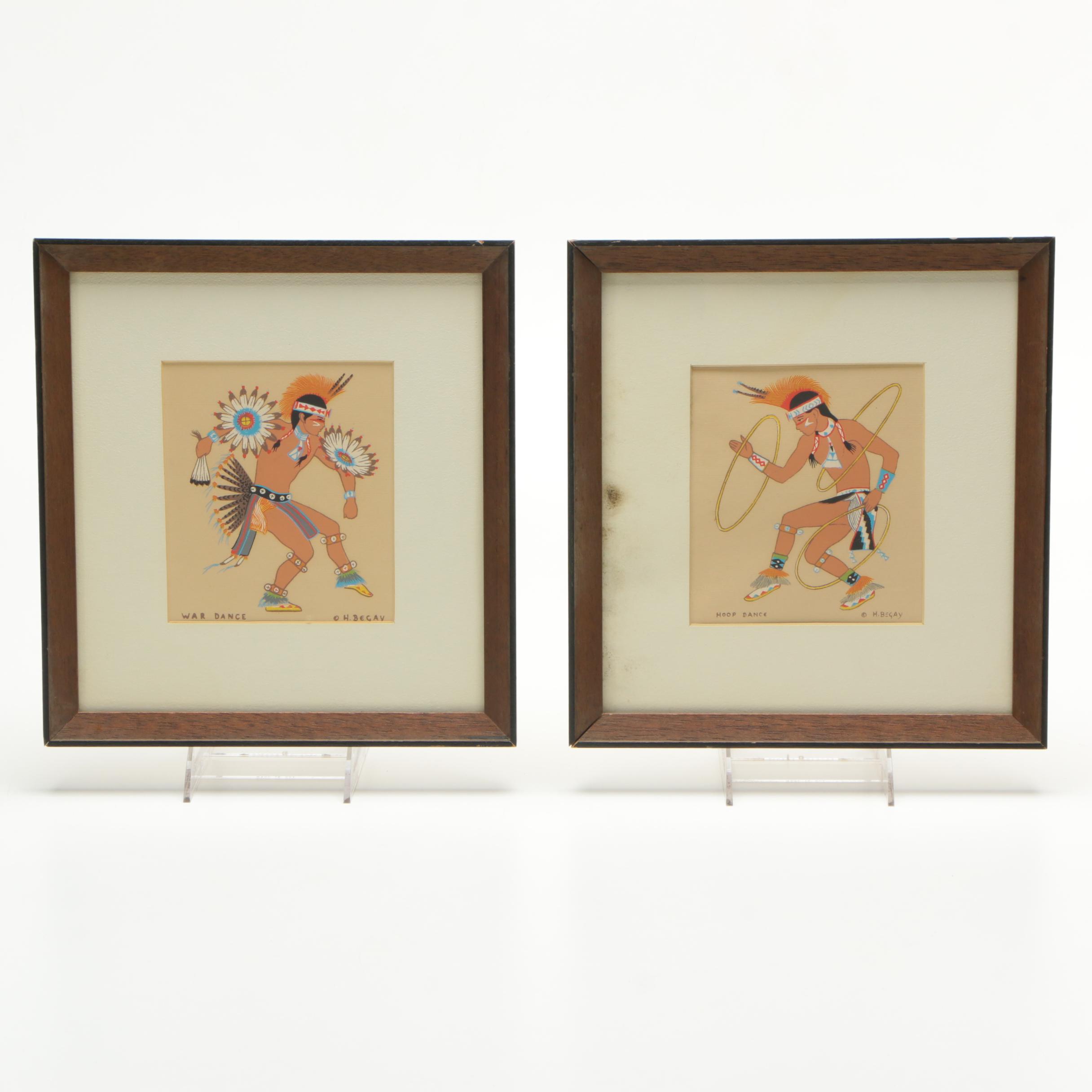 Serigraphs After Harrison Begay's "War Dance" and "Hoop Dance"