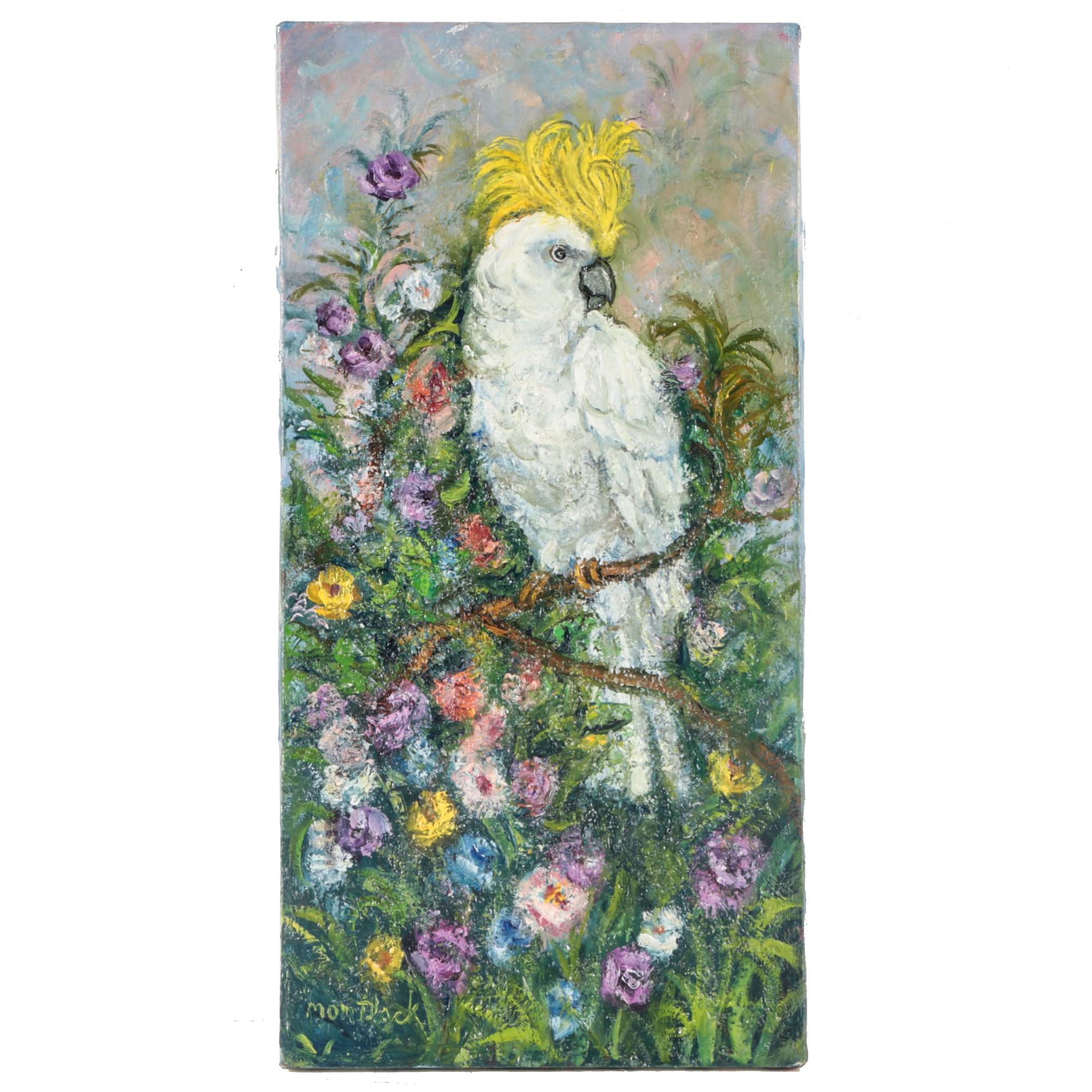 Edith Montlack Oil Painting on Canvas of a Cockatoo