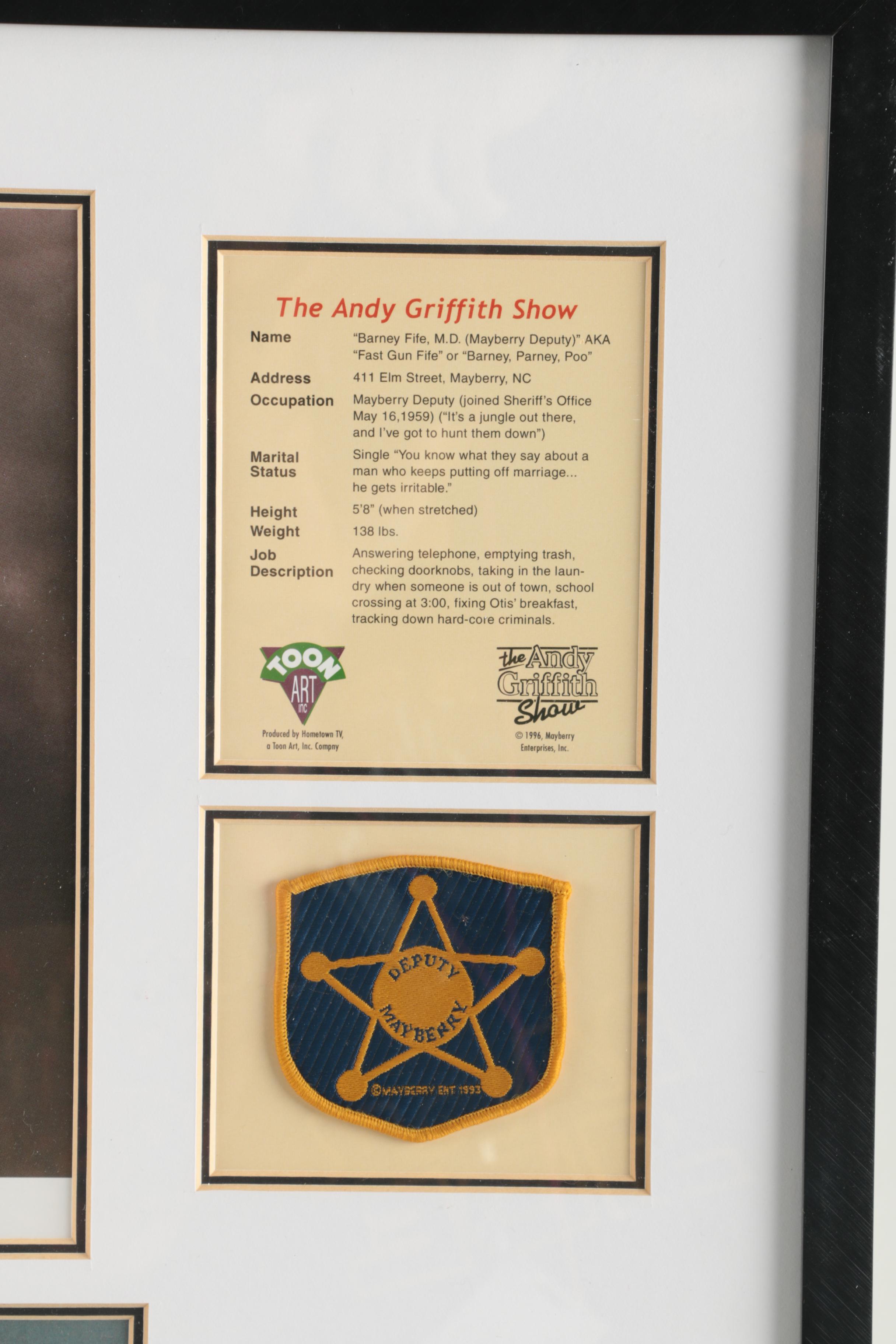 Don Knotts Autographed Framed Photo "Barney Fife"