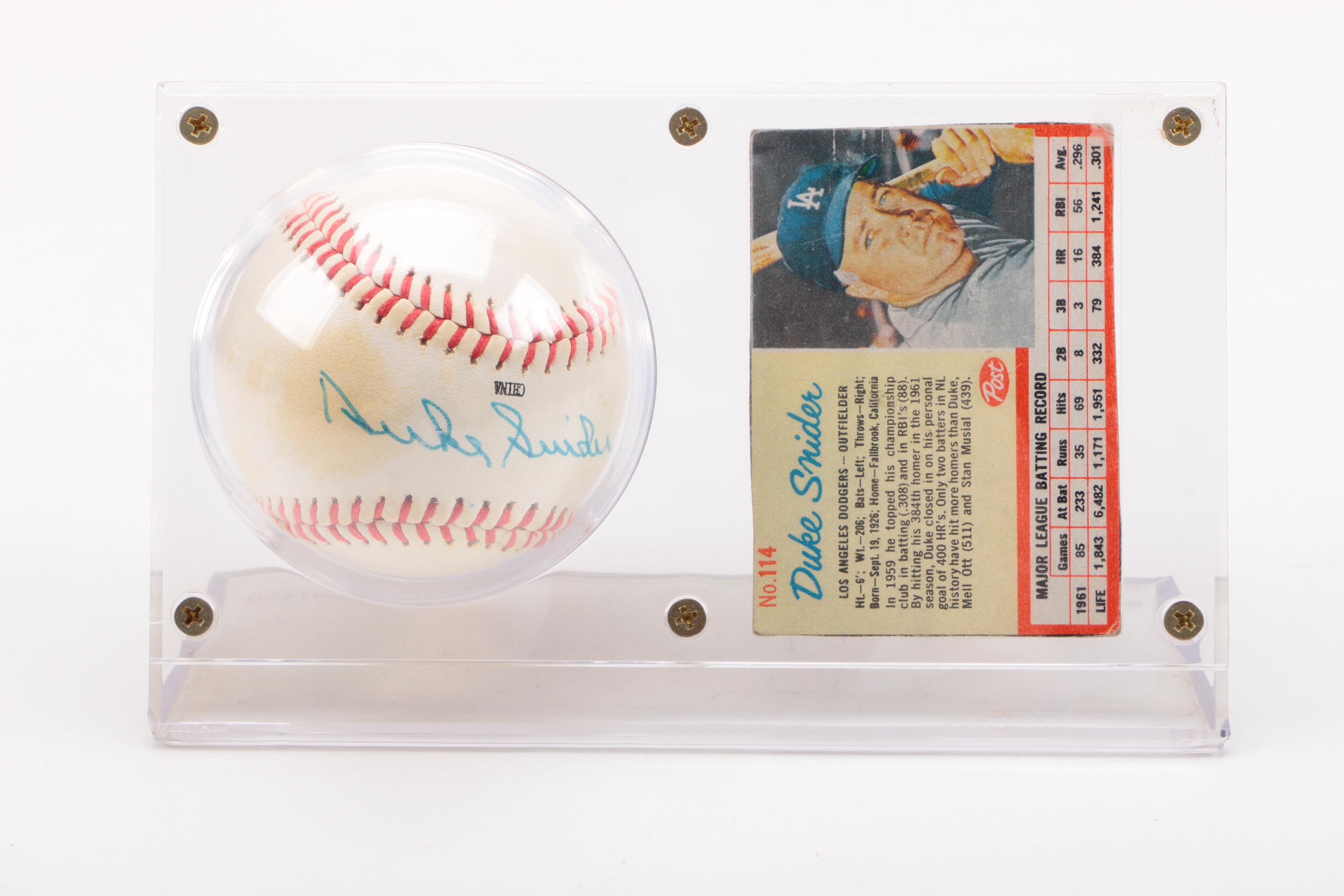 Duke Snider Autographed Baseball with Card