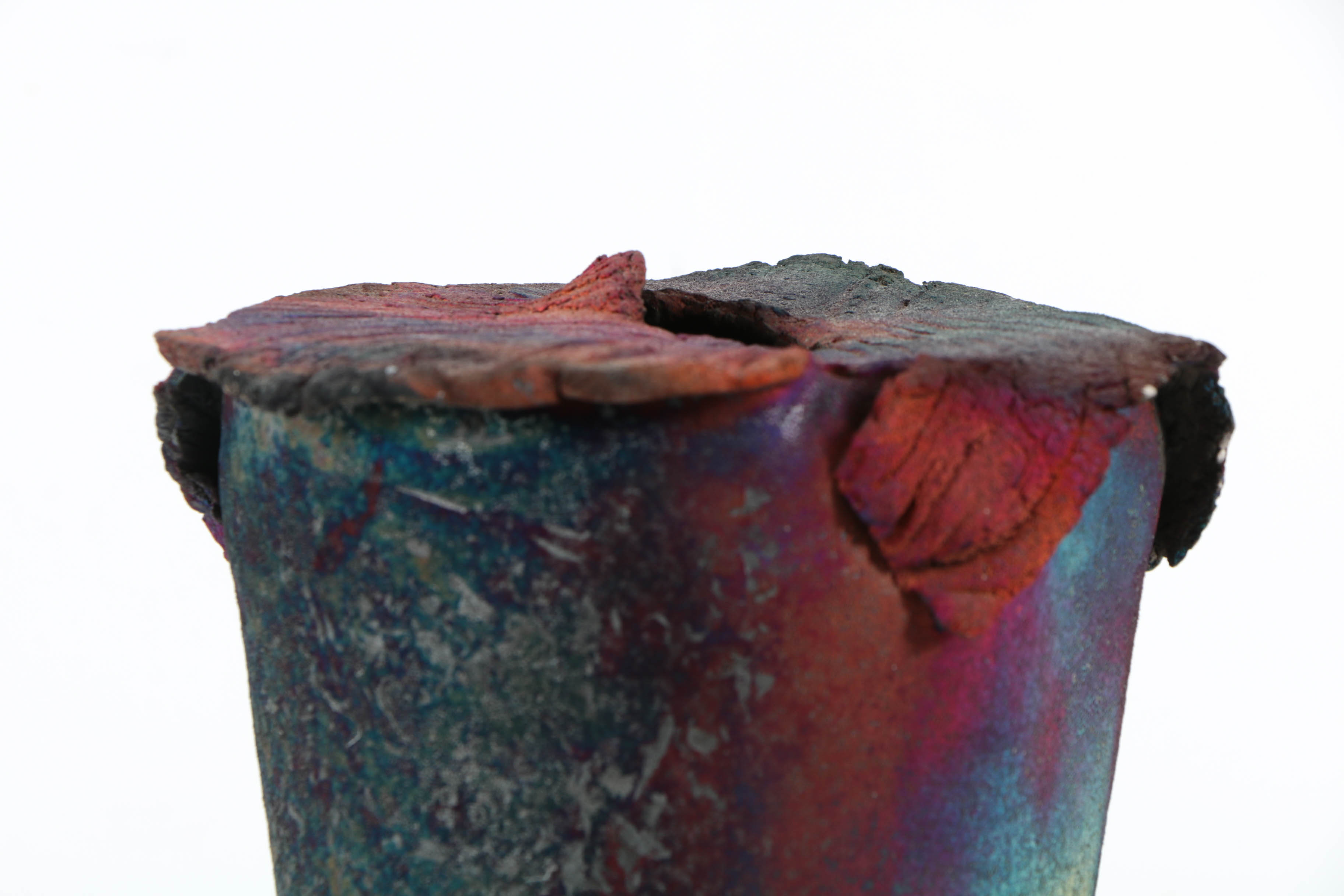 Hand Thrown Raku Fired Stoneware Vase with Texture