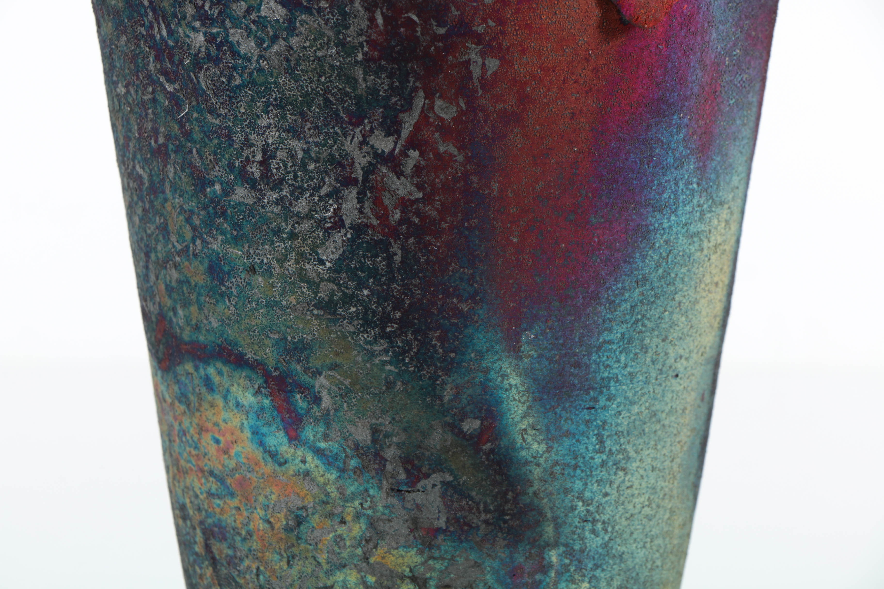 Hand Thrown Raku Fired Stoneware Vase with Texture
