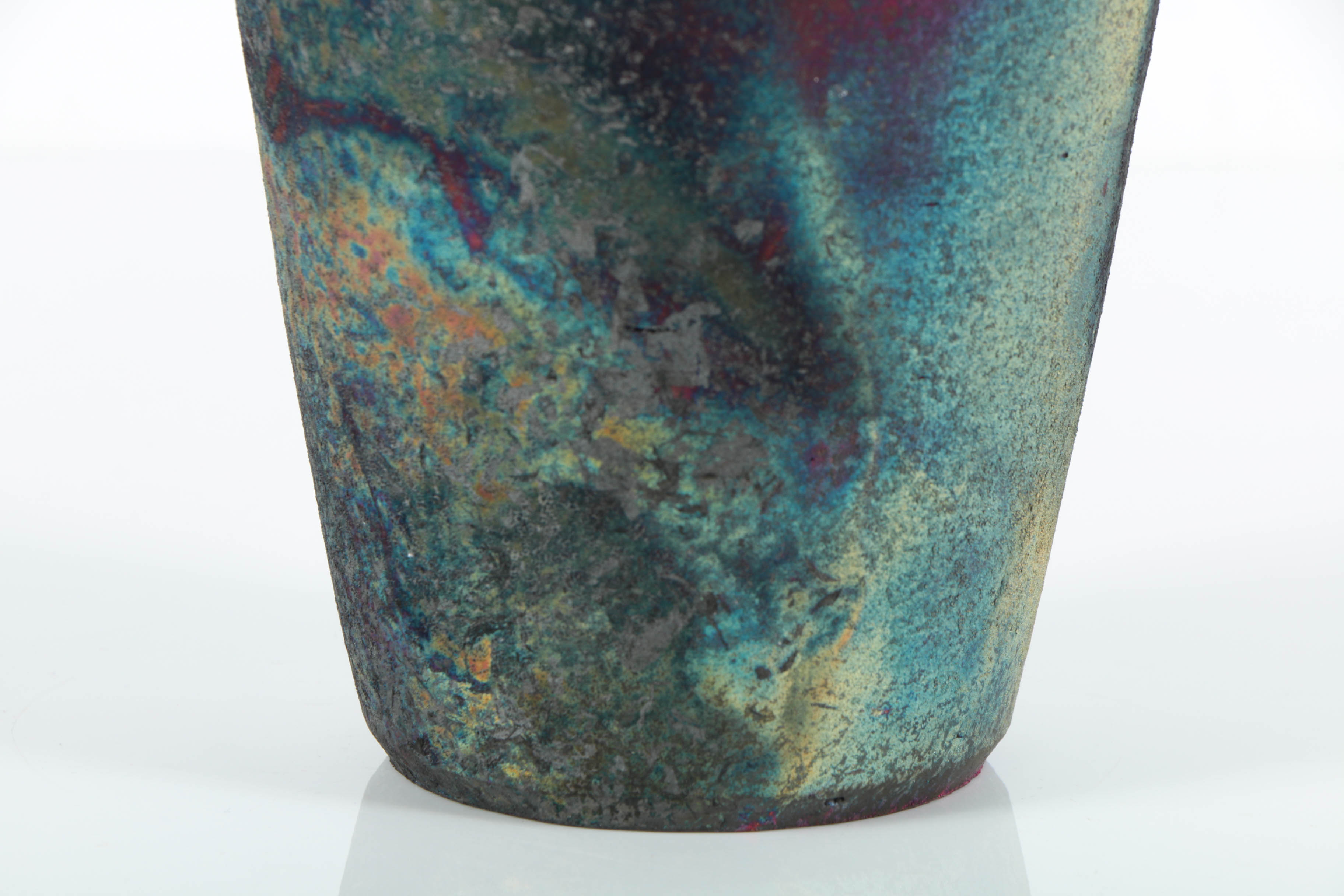 Hand Thrown Raku Fired Stoneware Vase with Texture