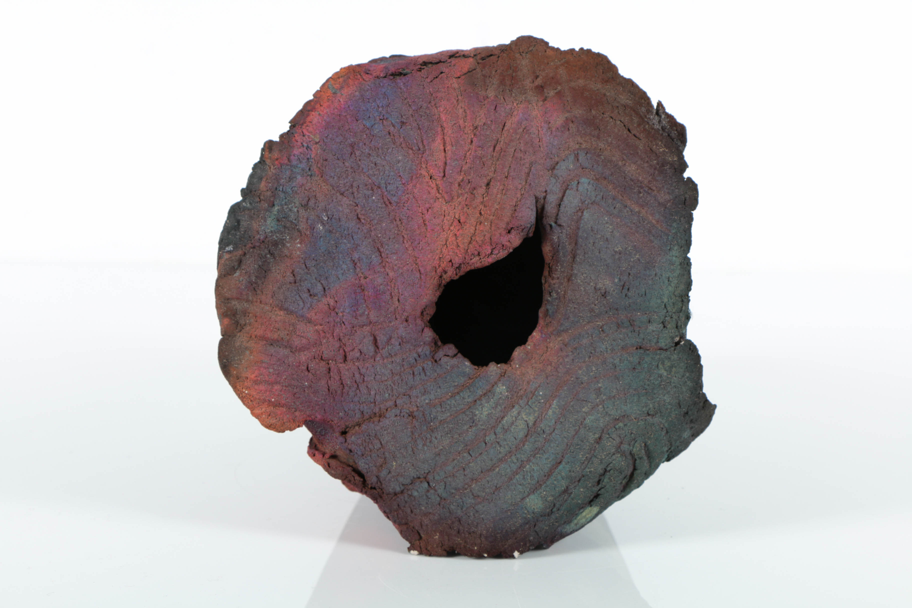 Hand Thrown Raku Fired Stoneware Vase with Texture