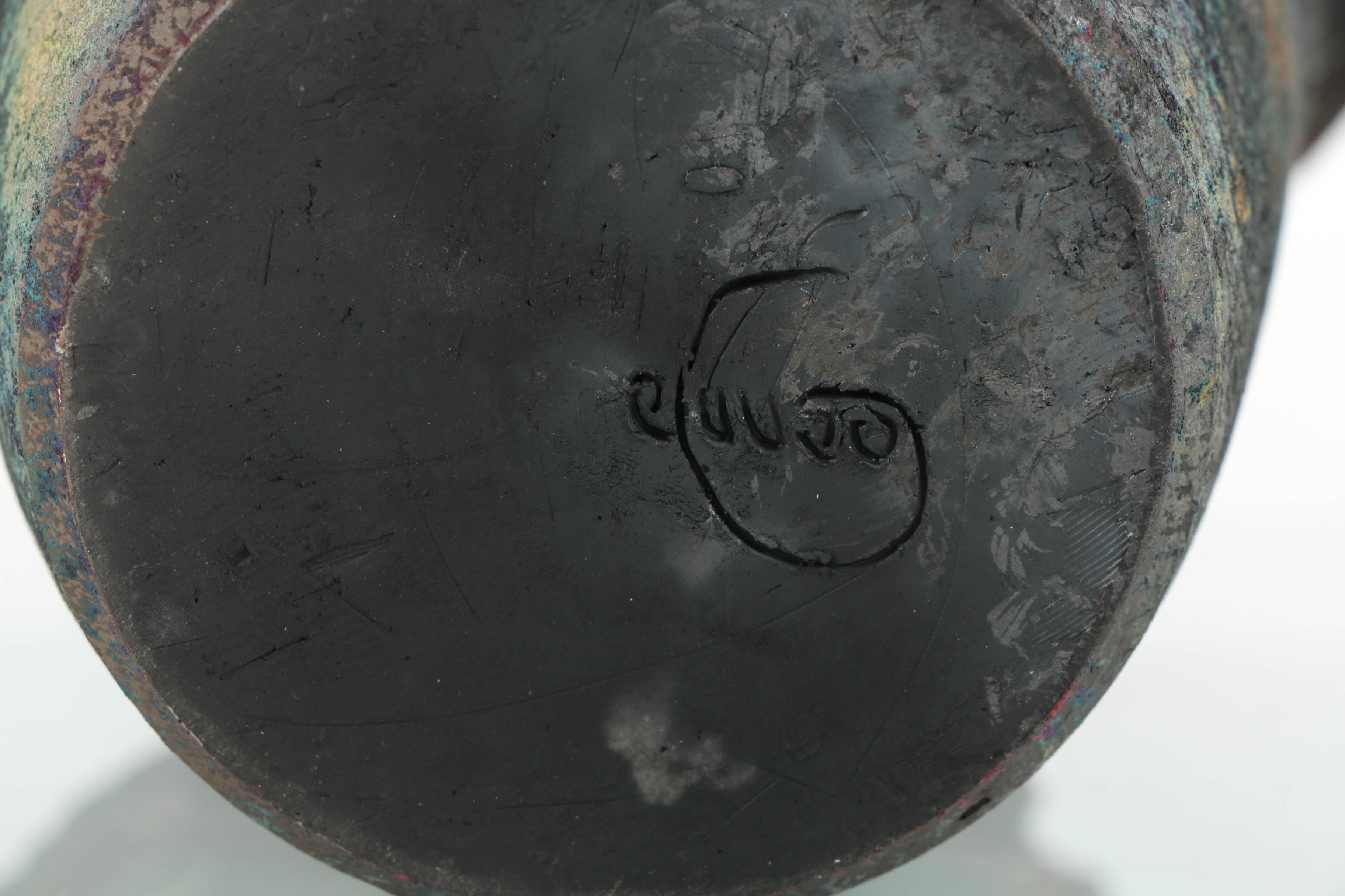 Hand Thrown Raku Fired Stoneware Vase with Texture