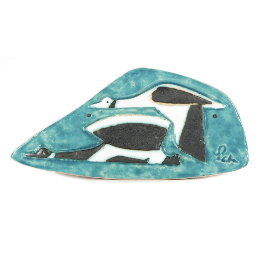 Helmut Schäffenacker Ceramic Wall Plaque of Stylized Ducks