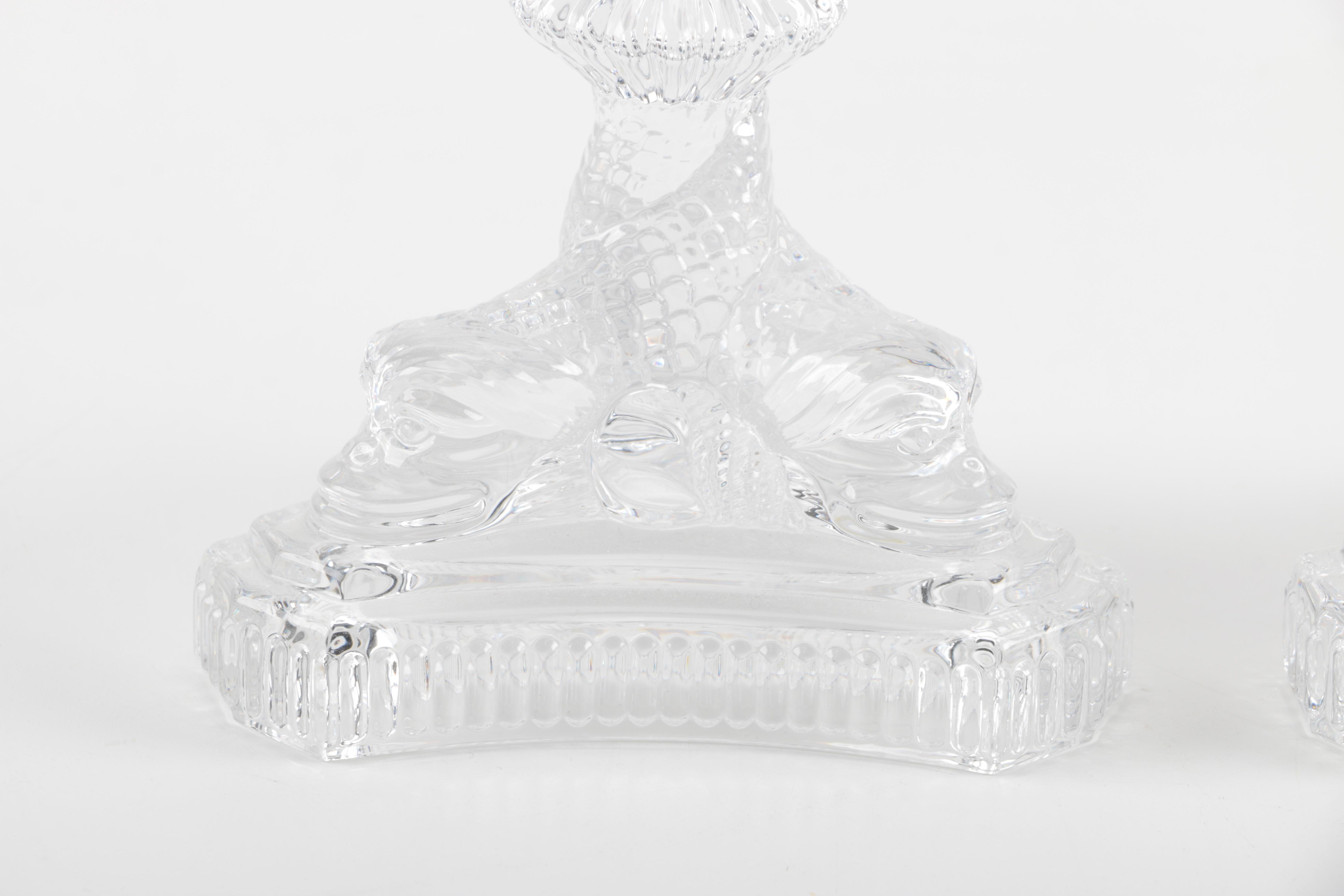 Tiffany & Co. "Dolphin" Crystal Candlesticks