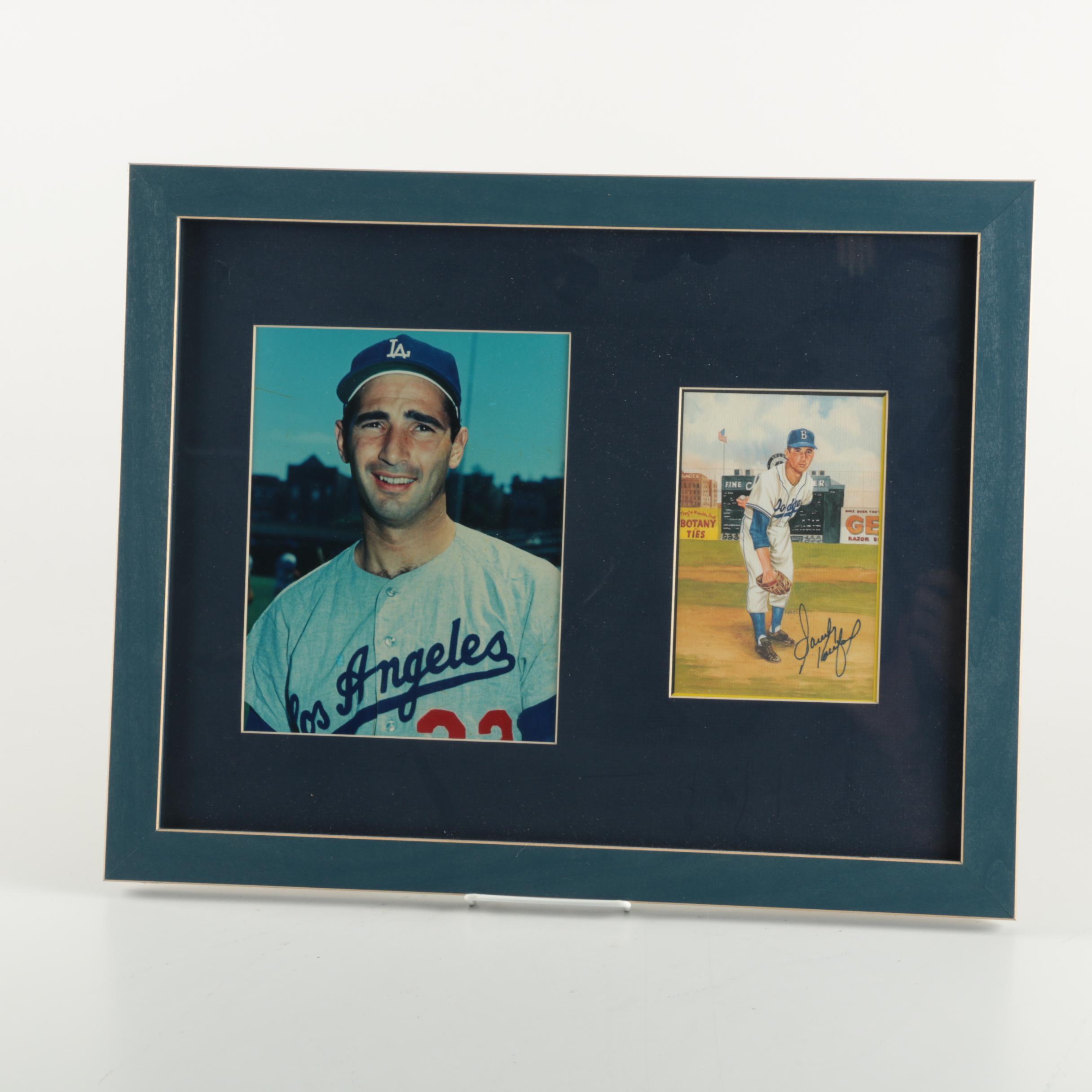 Sandy Koufax Framed Photograph with Signed Print
