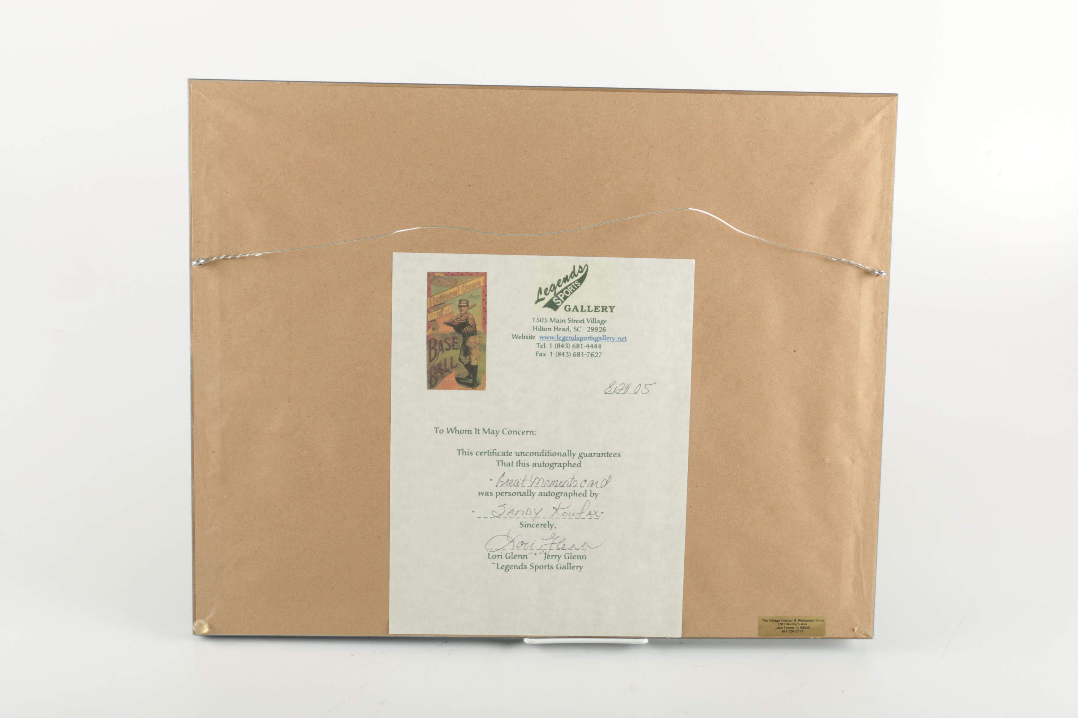 Sandy Koufax Framed Photograph with Signed Print