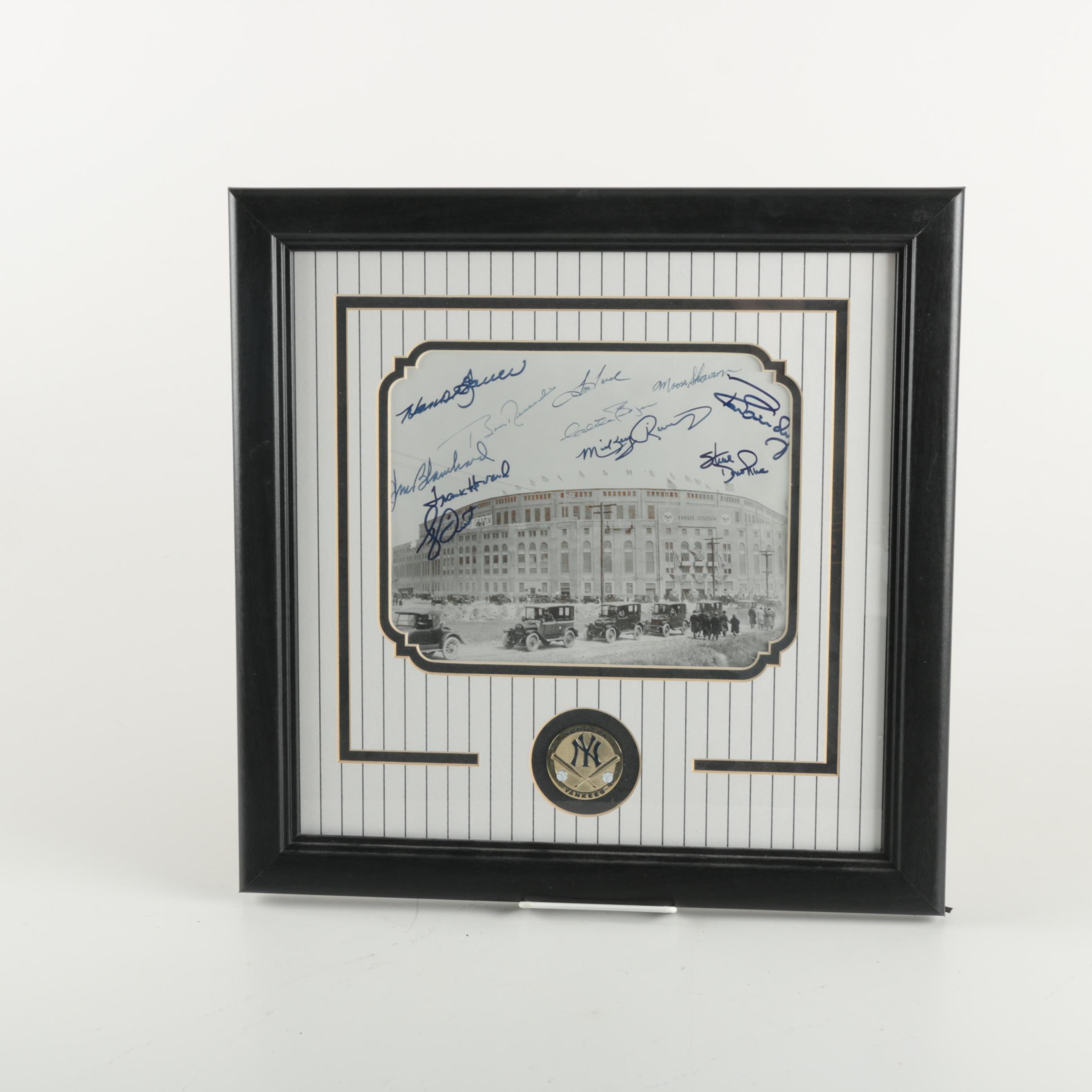 Autographed Old Yankee Stadium Black and White Photograph