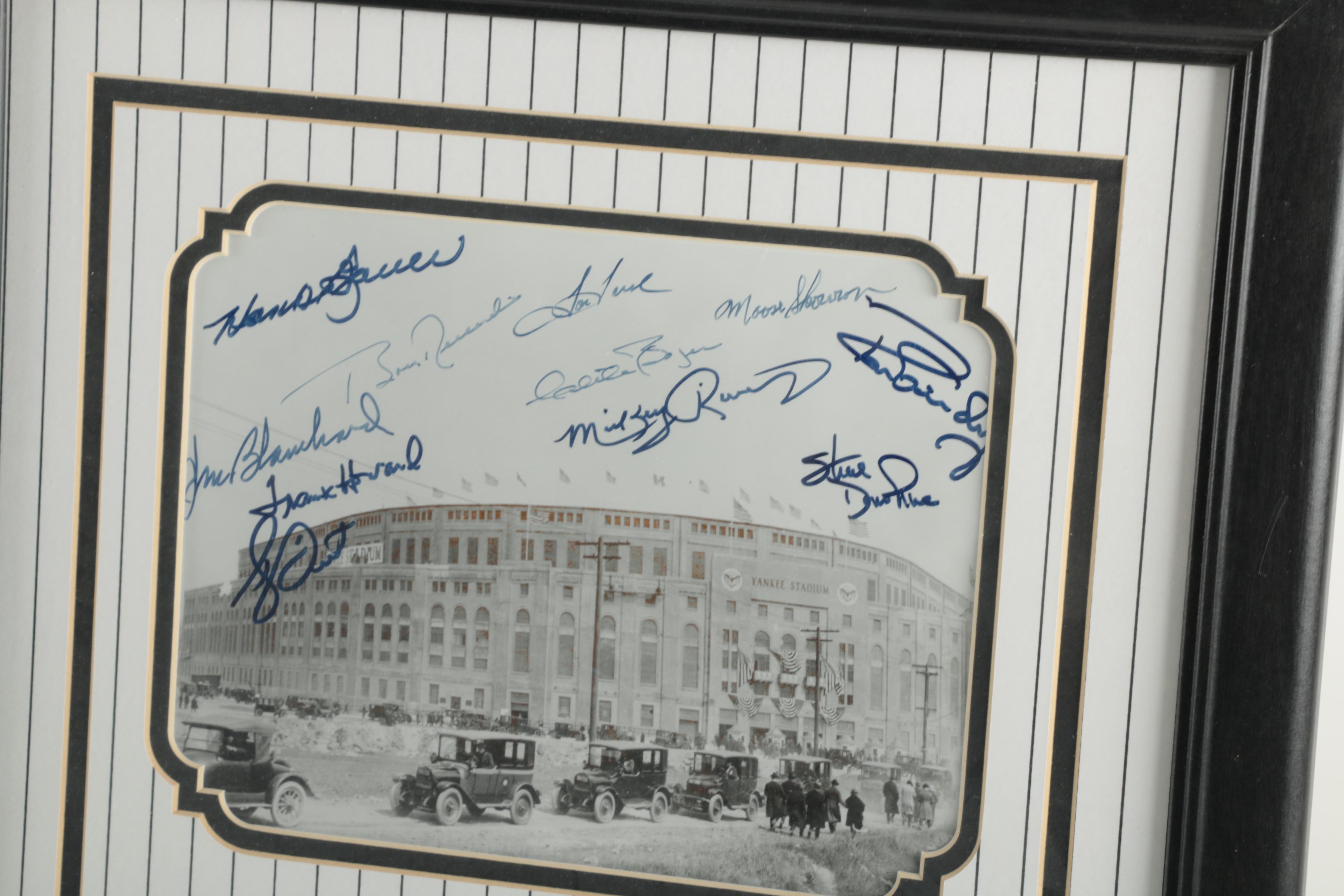 Autographed Old Yankee Stadium Black and White Photograph