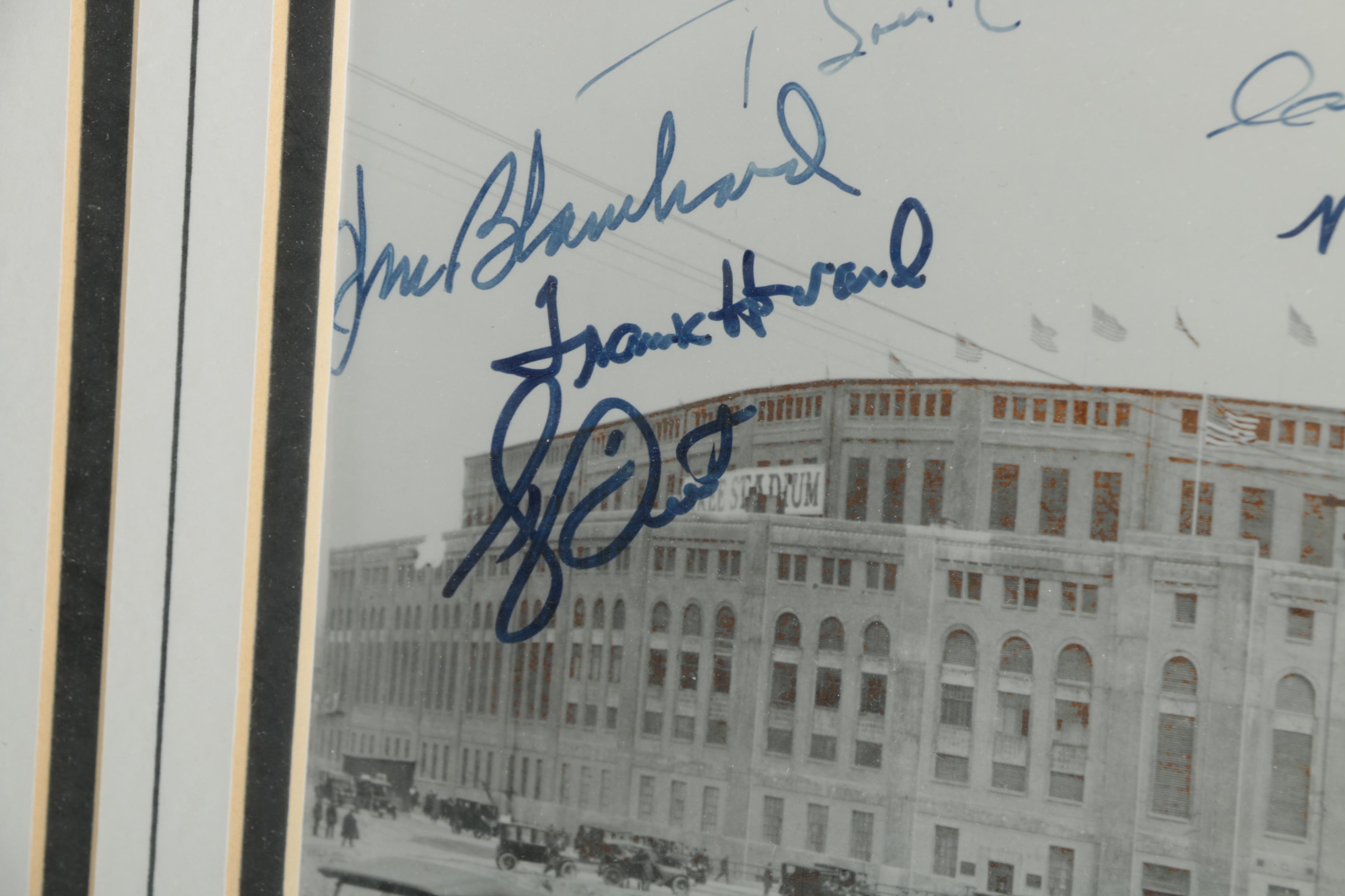 Autographed Old Yankee Stadium Black and White Photograph