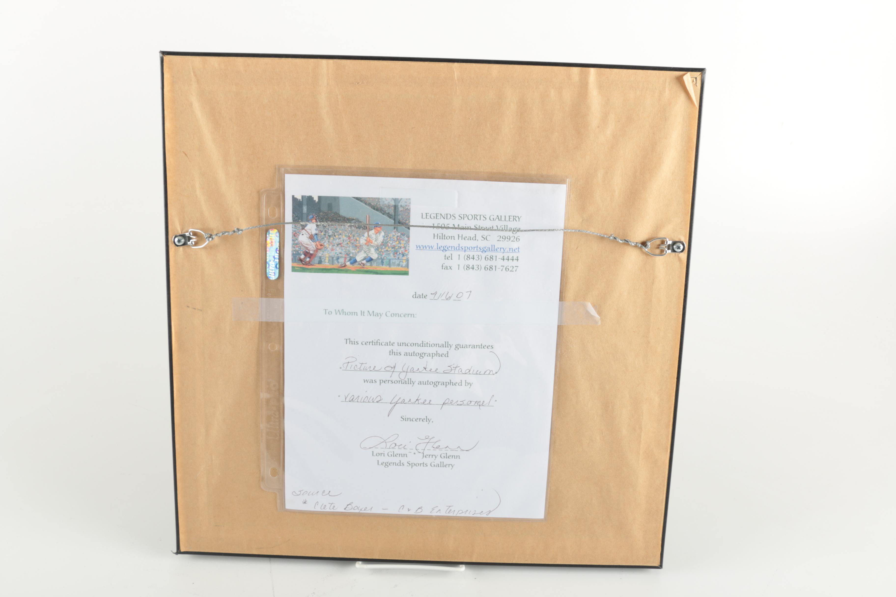 Autographed Old Yankee Stadium Black and White Photograph