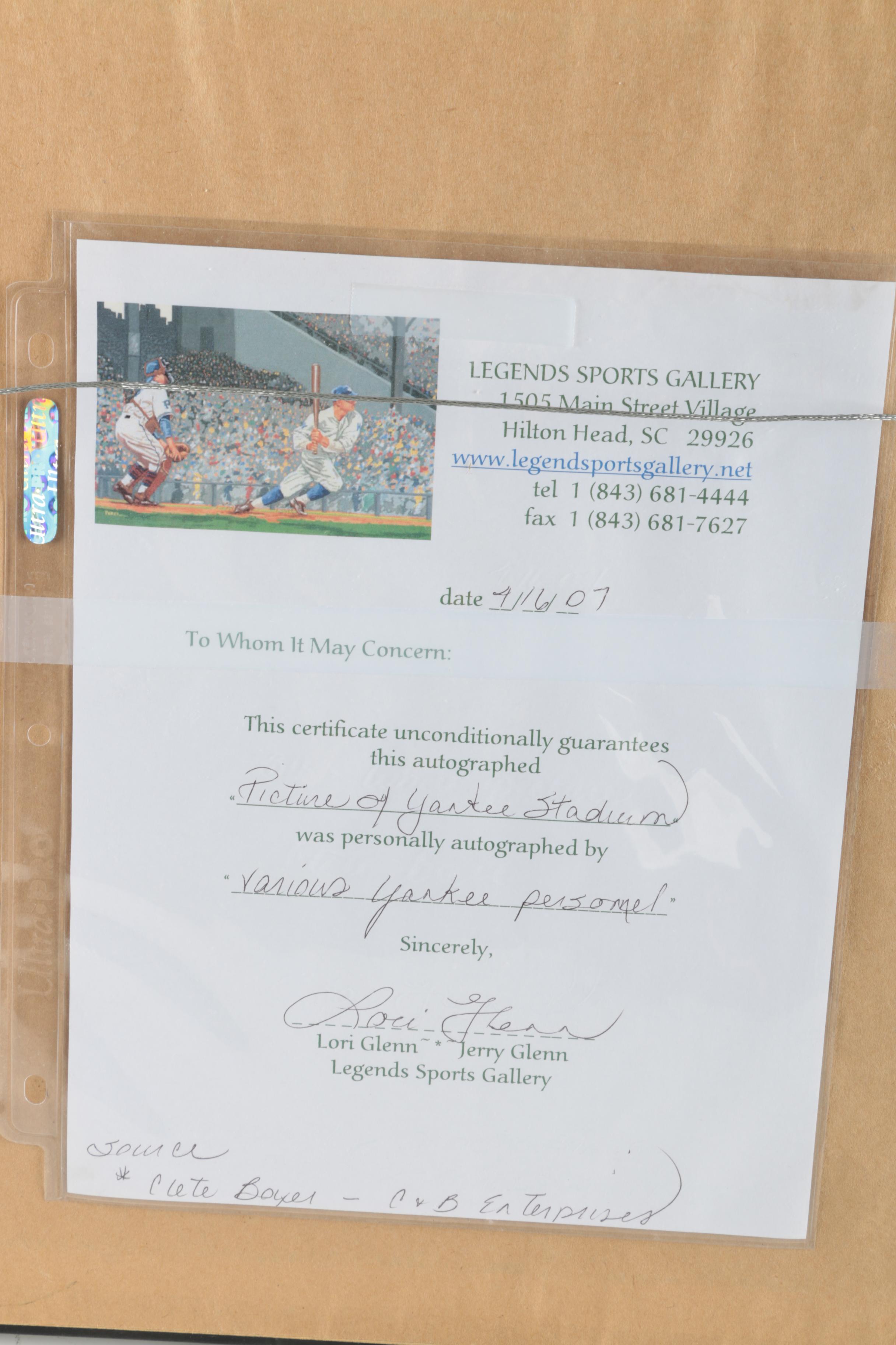 Autographed Old Yankee Stadium Black and White Photograph