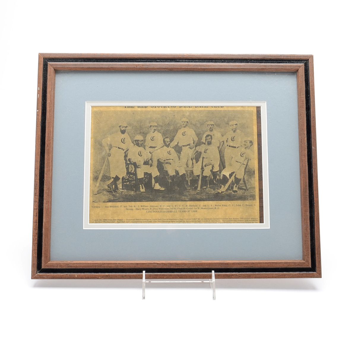 Cincinnati Red Stockings Framed Baseball Display