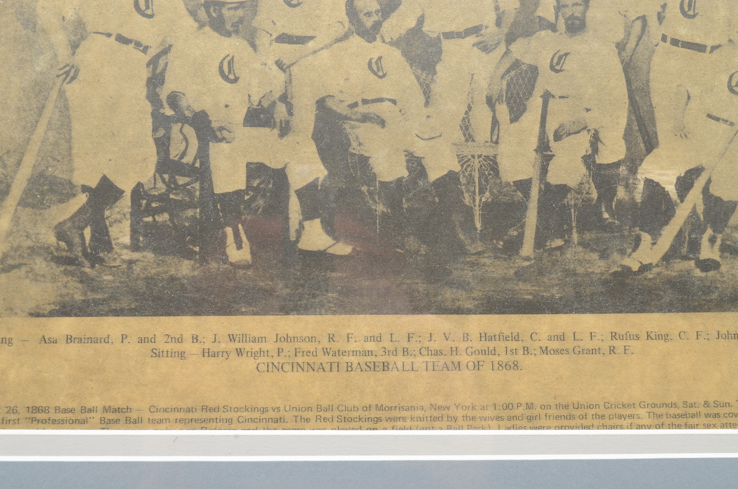 Cincinnati Red Stockings Framed Baseball Display