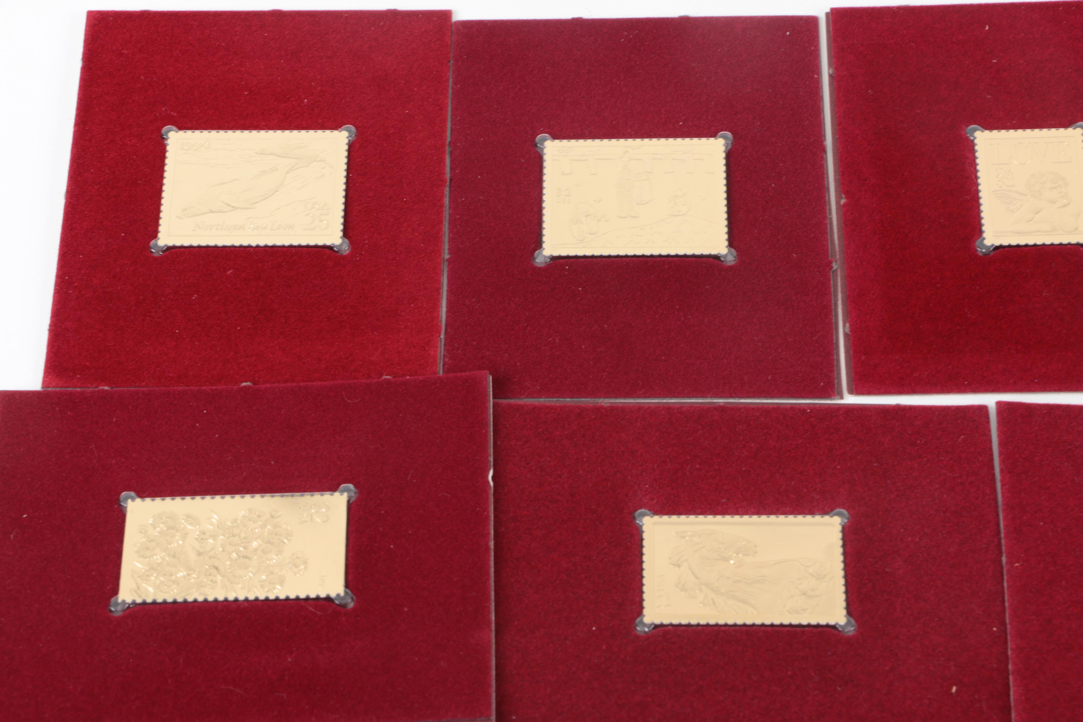 22K Gold Overlay Postal Commemorative Society Replica Stamps