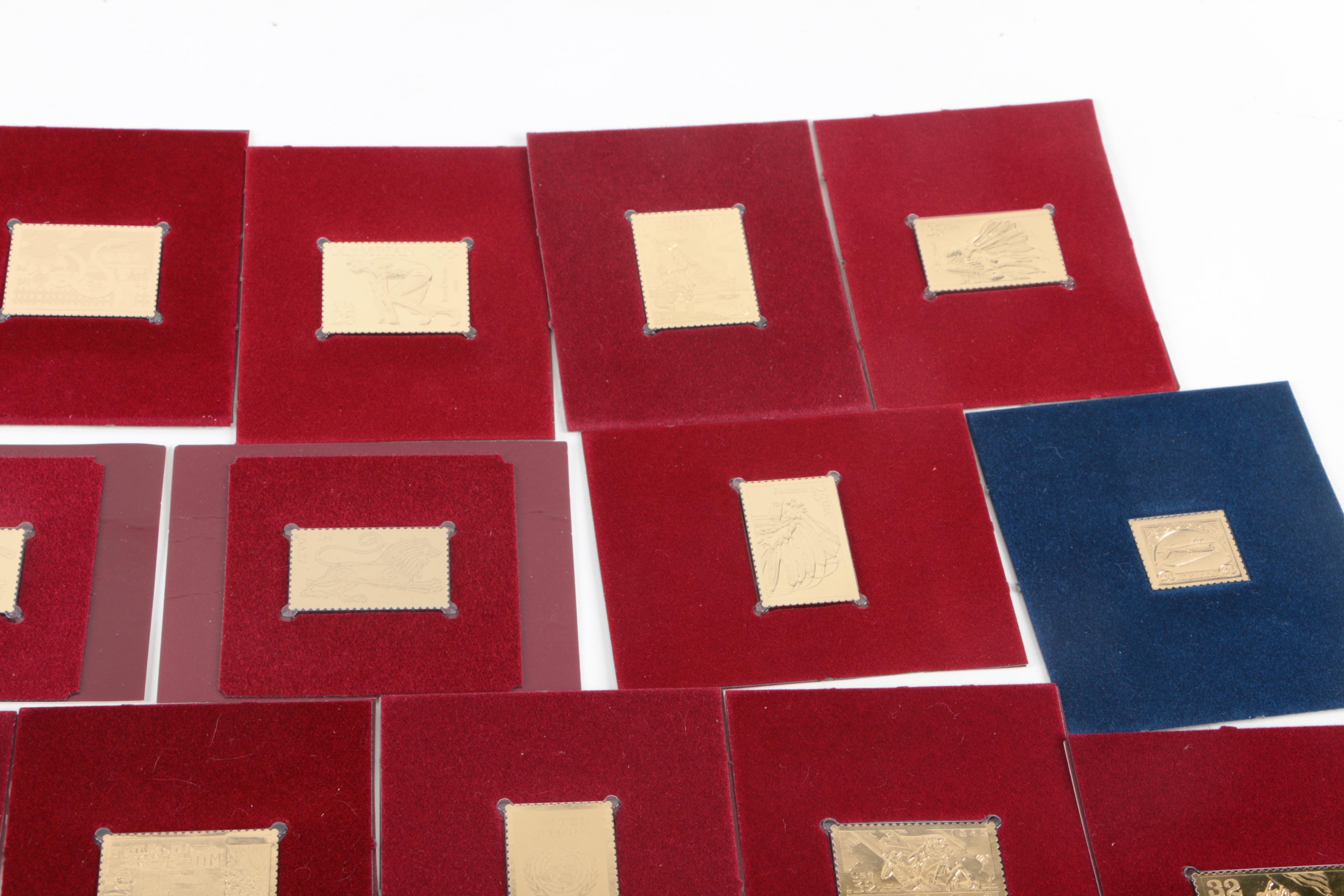 22K Gold Overlay Postal Commemorative Society Replica Stamps