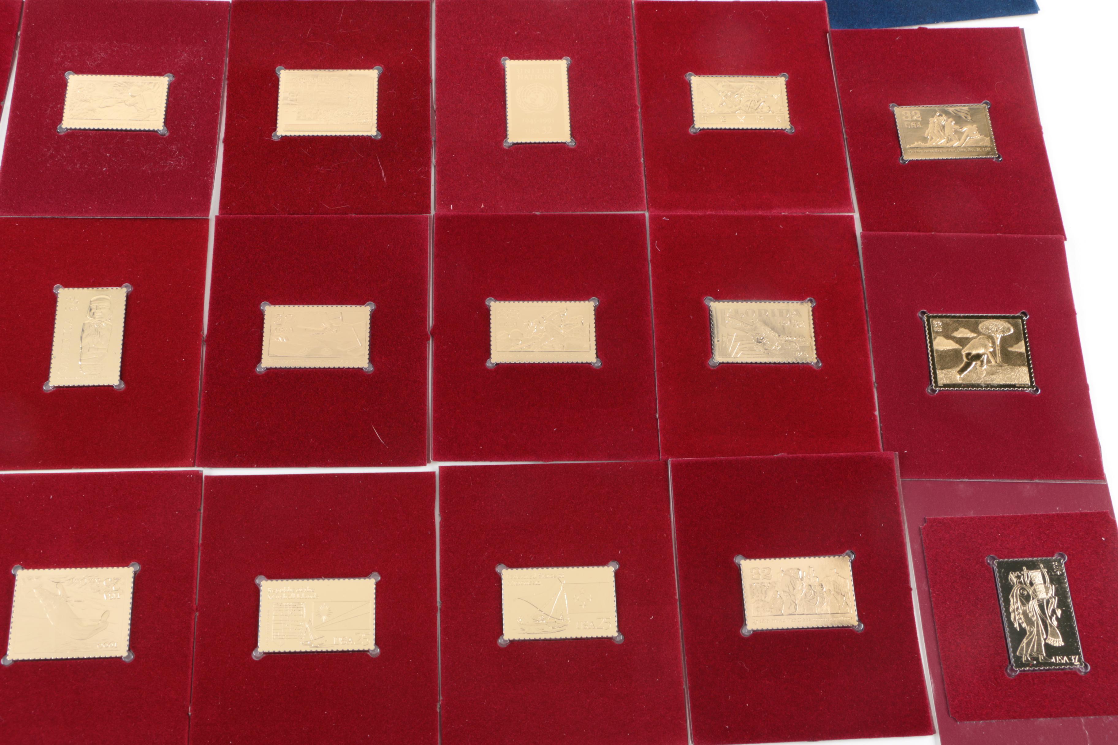 22K Gold Overlay Postal Commemorative Society Replica Stamps