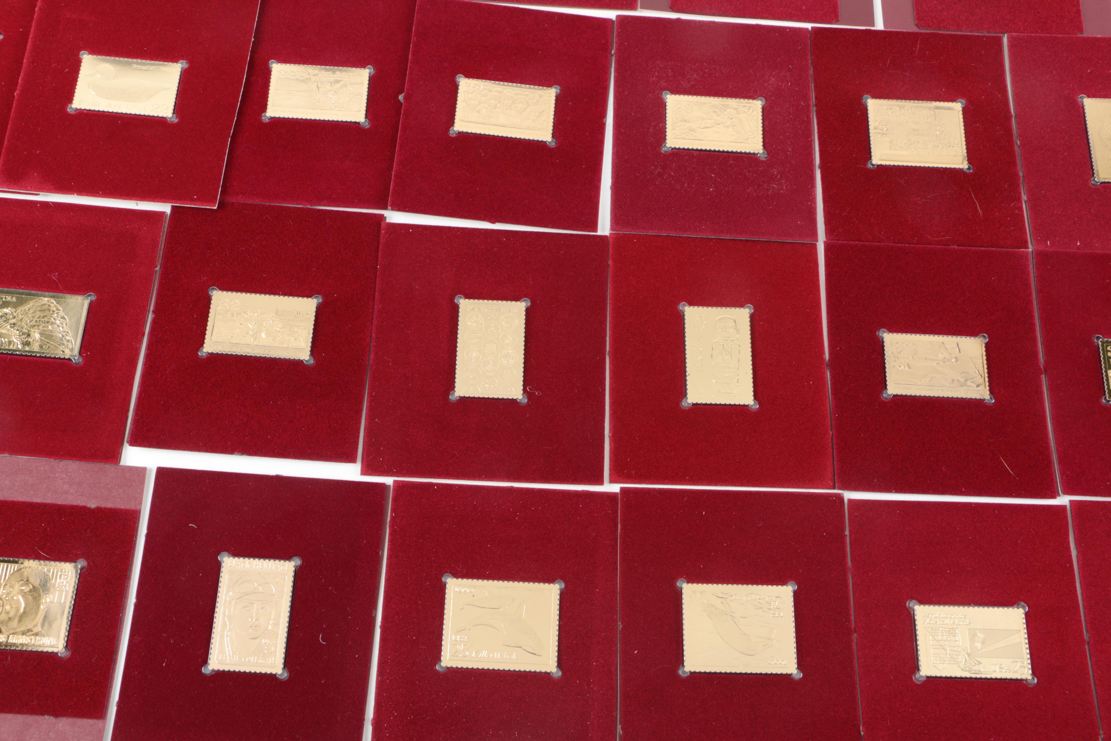 22K Gold Overlay Postal Commemorative Society Replica Stamps