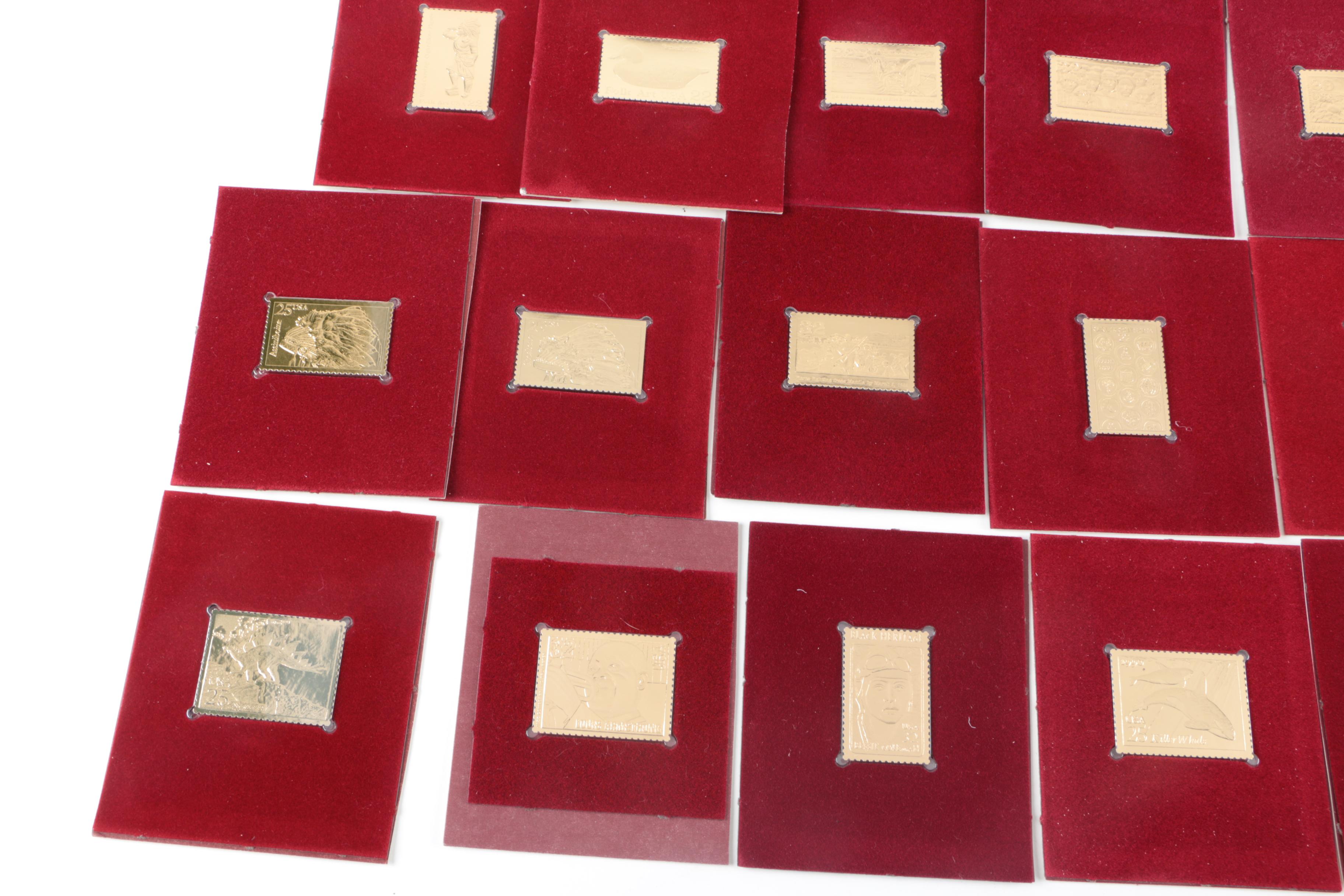 22K Gold Overlay Postal Commemorative Society Replica Stamps