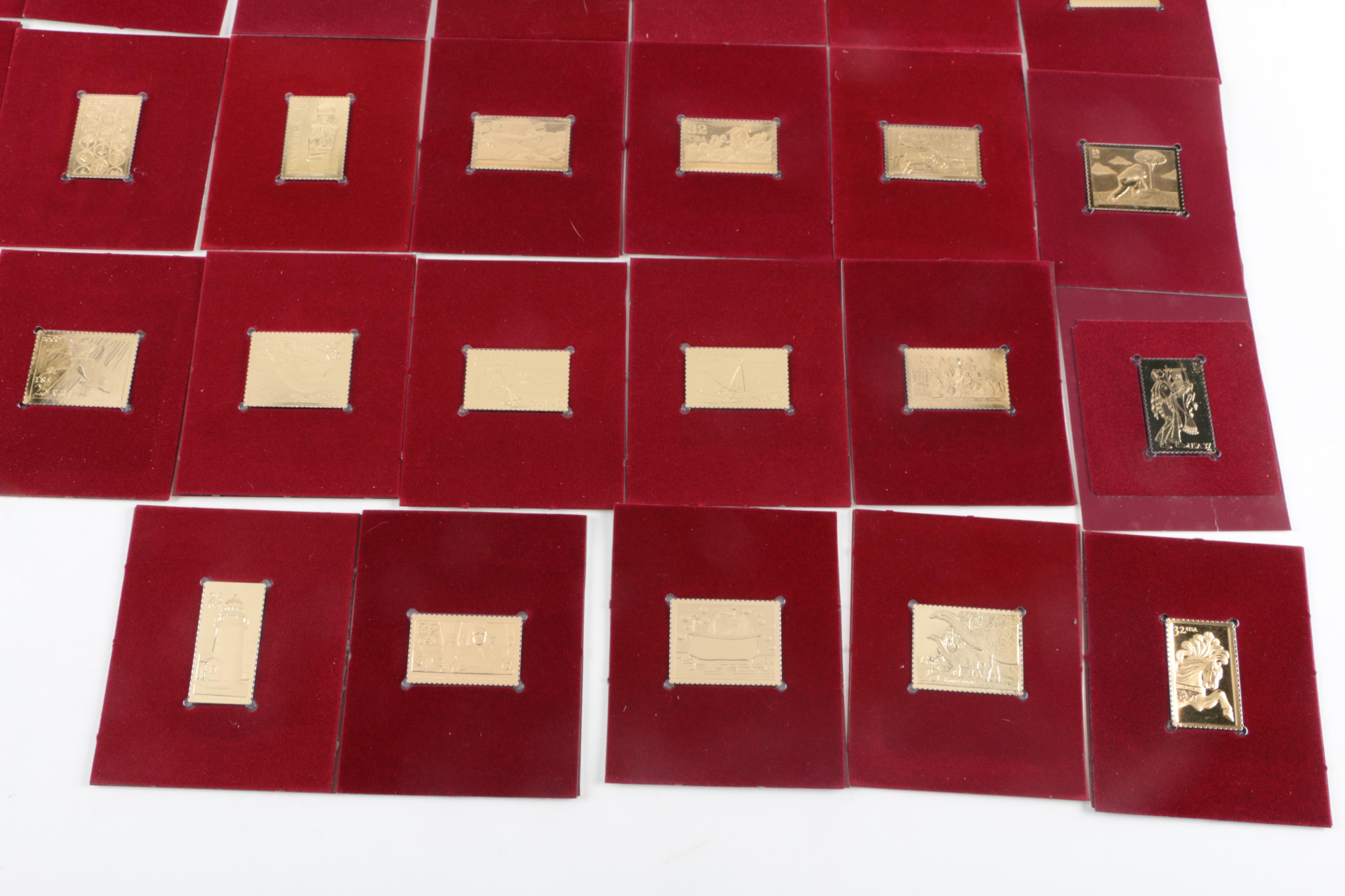 22K Gold Overlay Postal Commemorative Society Replica Stamps