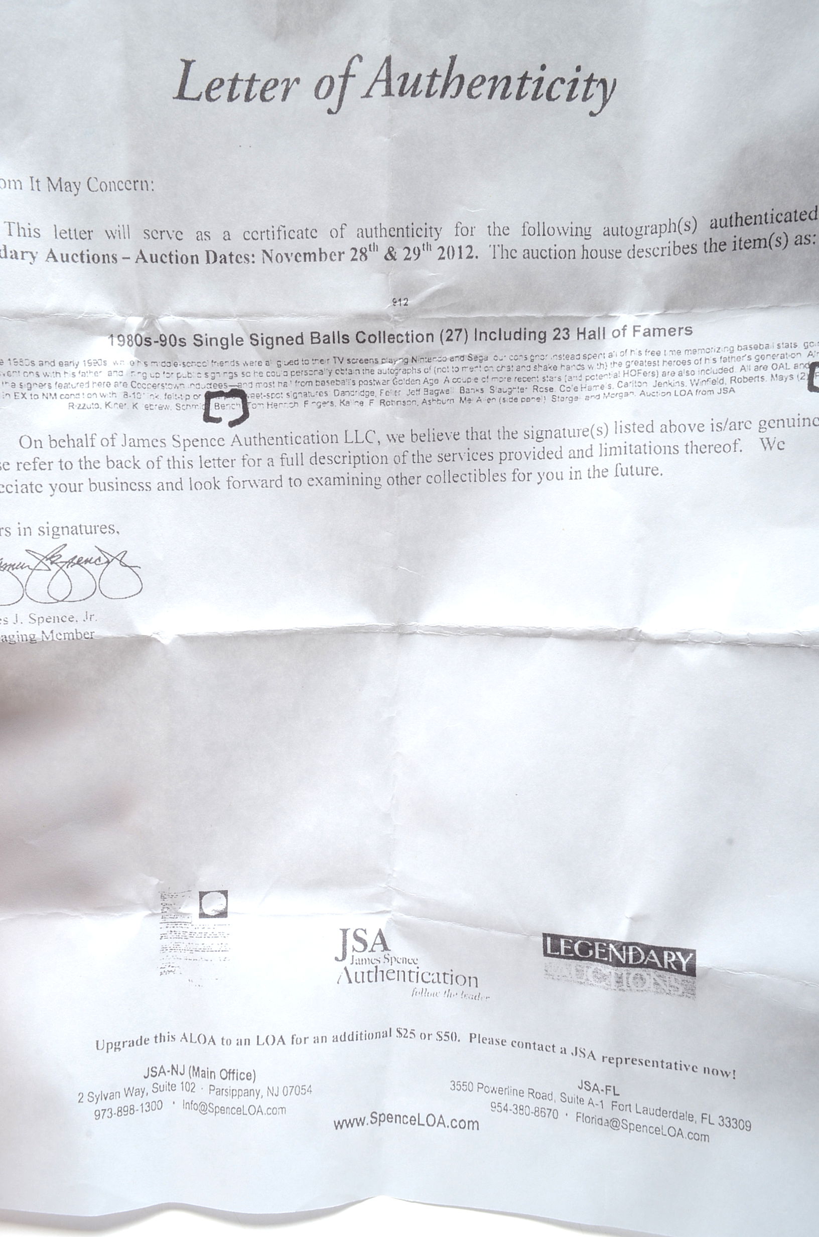 Johnny Bench Signed Baseball