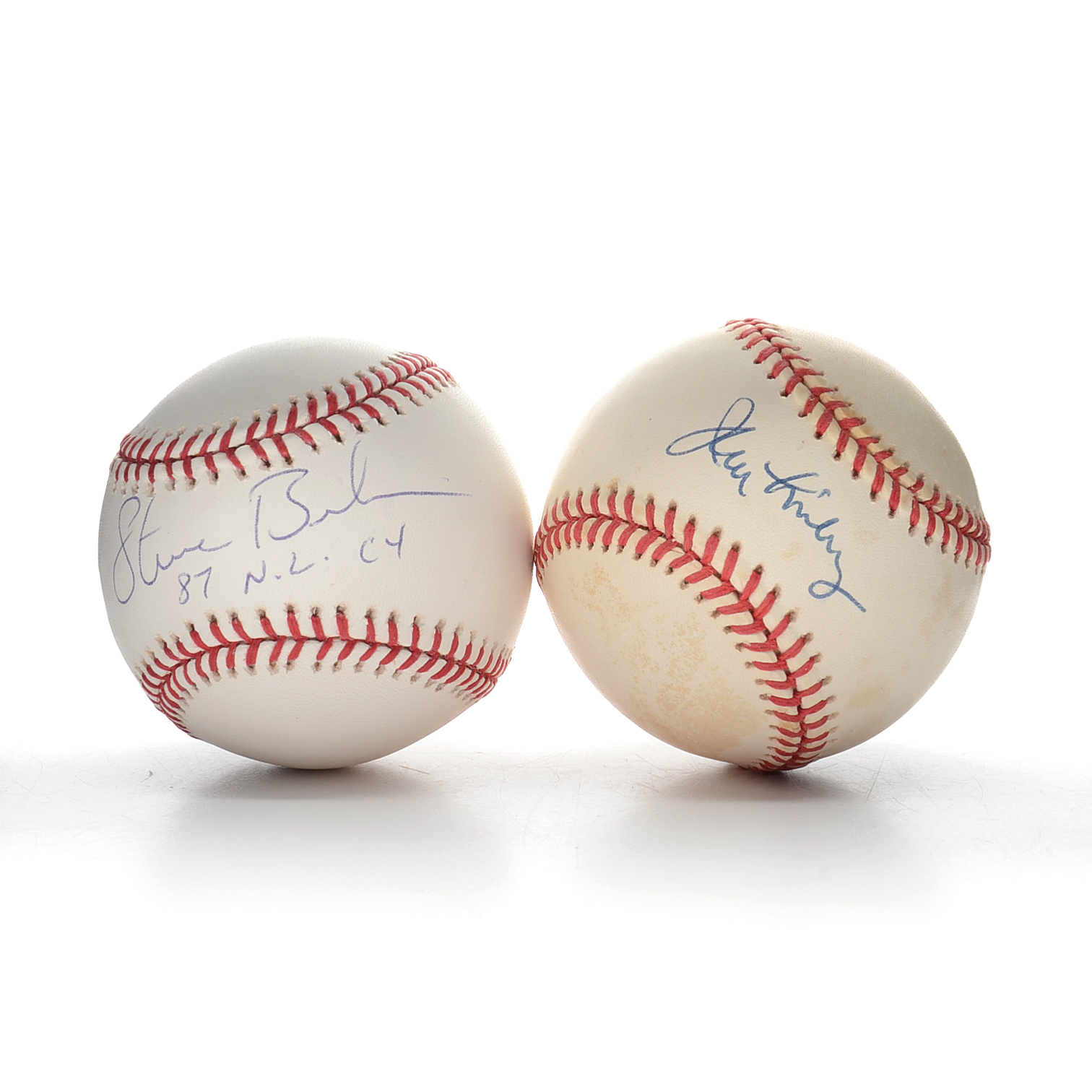 Jim Lonborg  and Steve Bedrosian  Signrf Rawlings Baseballs